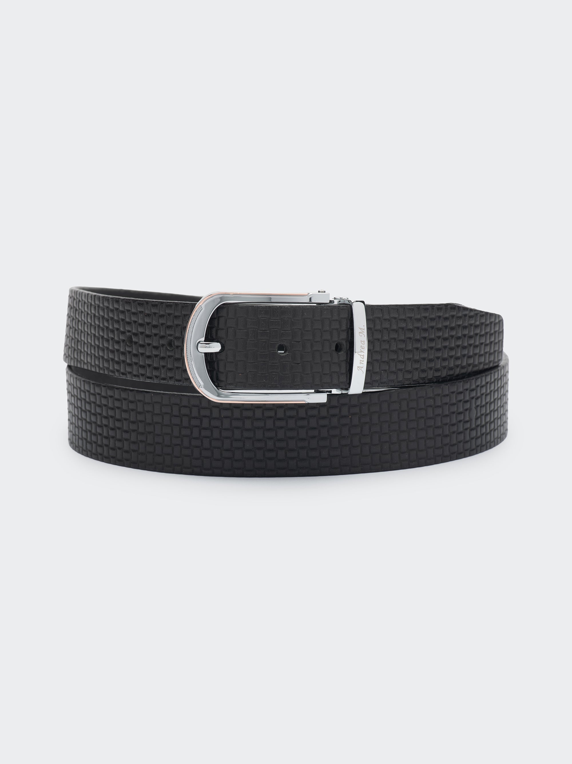 Ceinture en cuir italien texturé noir
