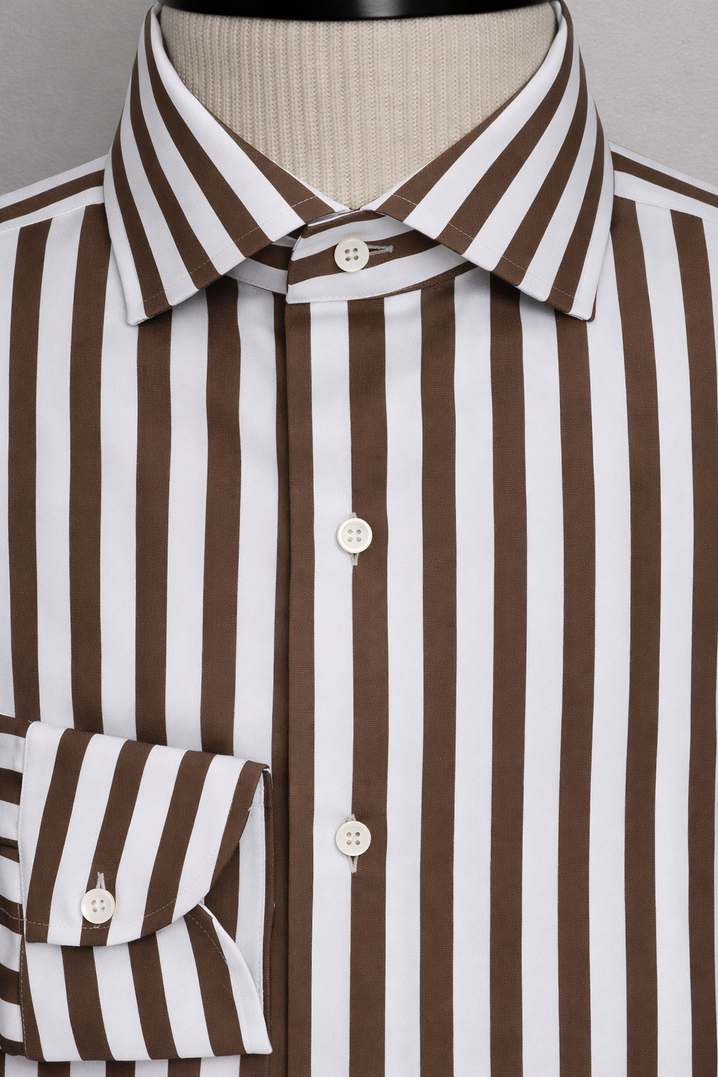 Brown Wide Stripe | Cotton Shirt