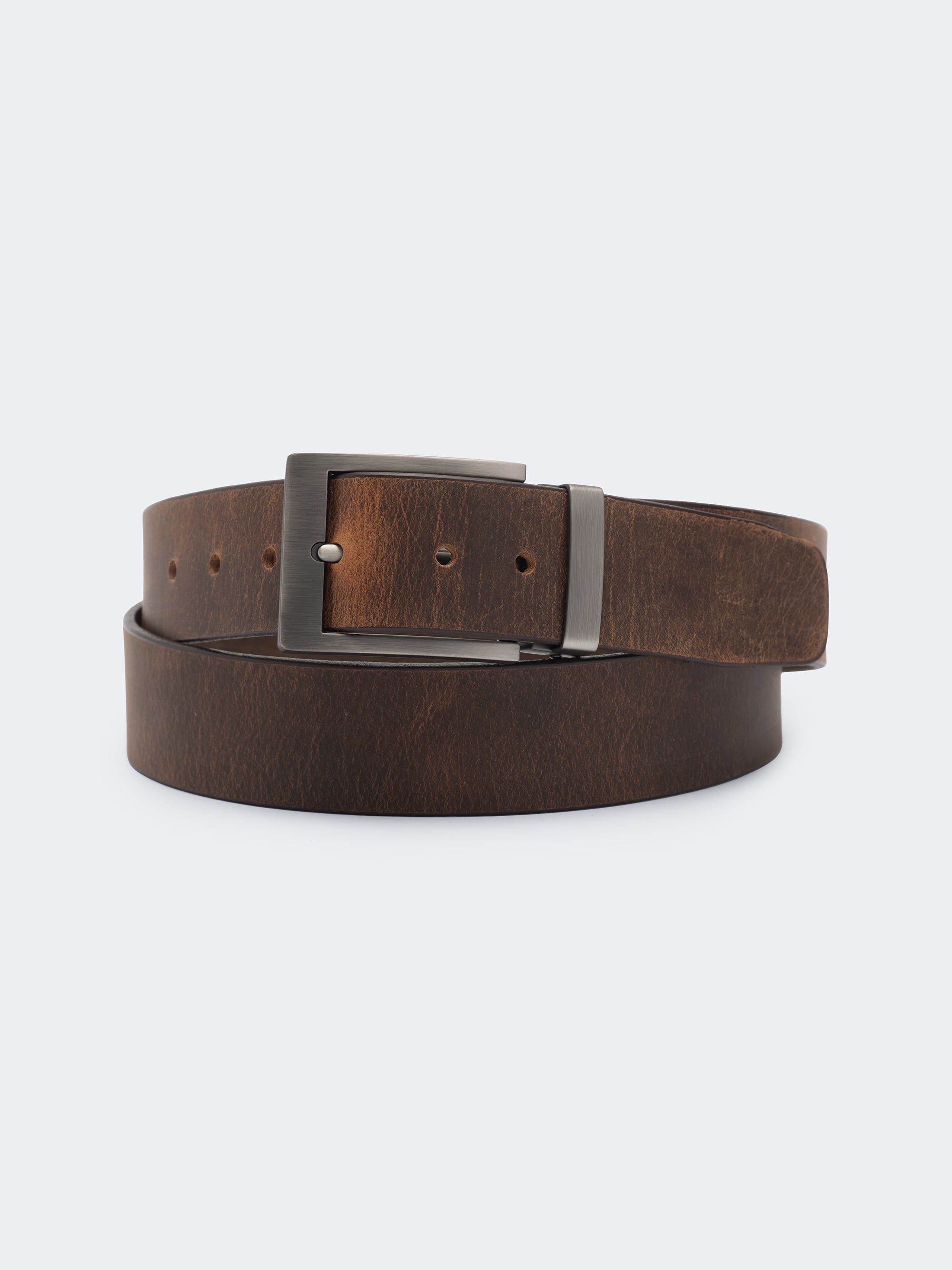 Ceinture en cuir italien marron rustique