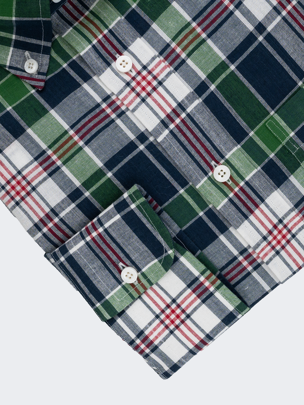 Madras à carreaux blancs et verts