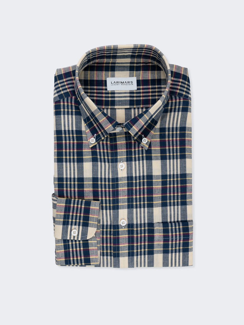 Cream & Blue Madras Check