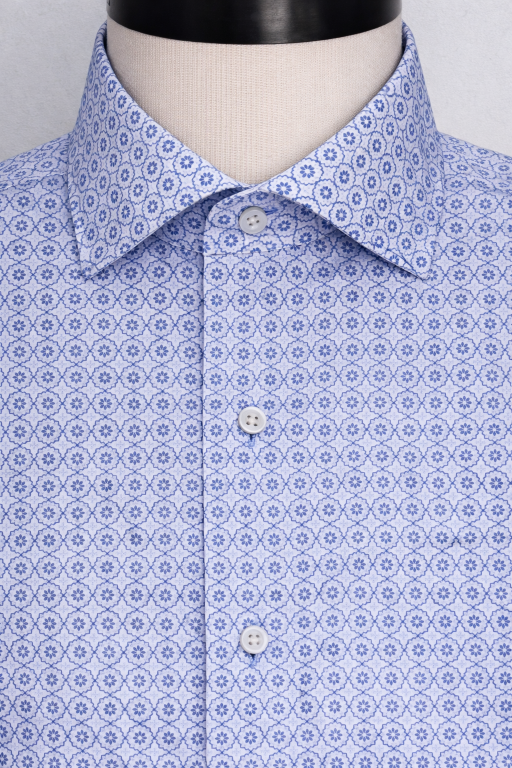 Blue Quatrefoil Print | Cotton Shirt