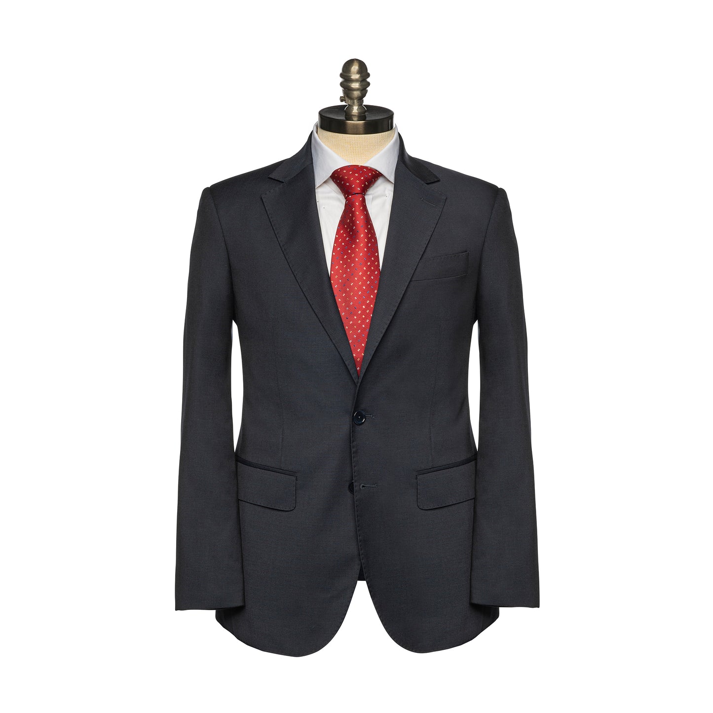 Front of Dark Navy Shark Skin Suit