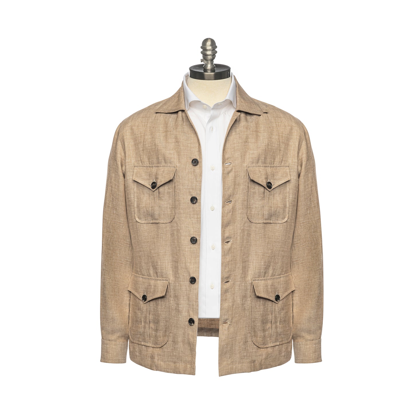 Front side of Wheatish Linen Field Jacket