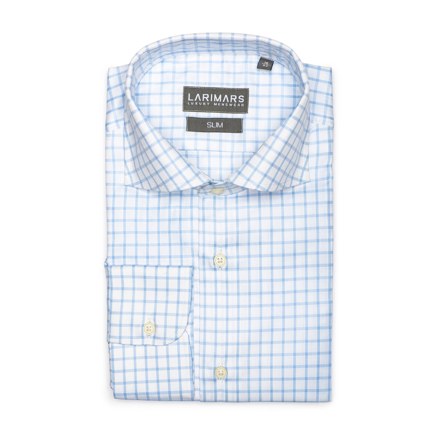 Light Blue Cotton Check Shirt for Men