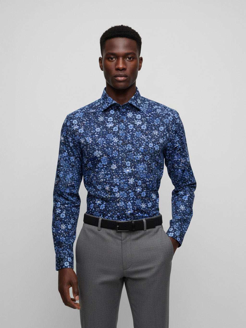 Noir Flora Navy Print | Cotton Shirt