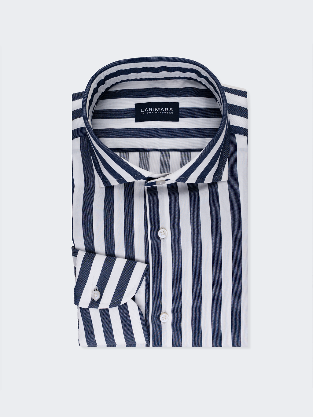 Navy Blue Wide Stripe | Cotton Shirt