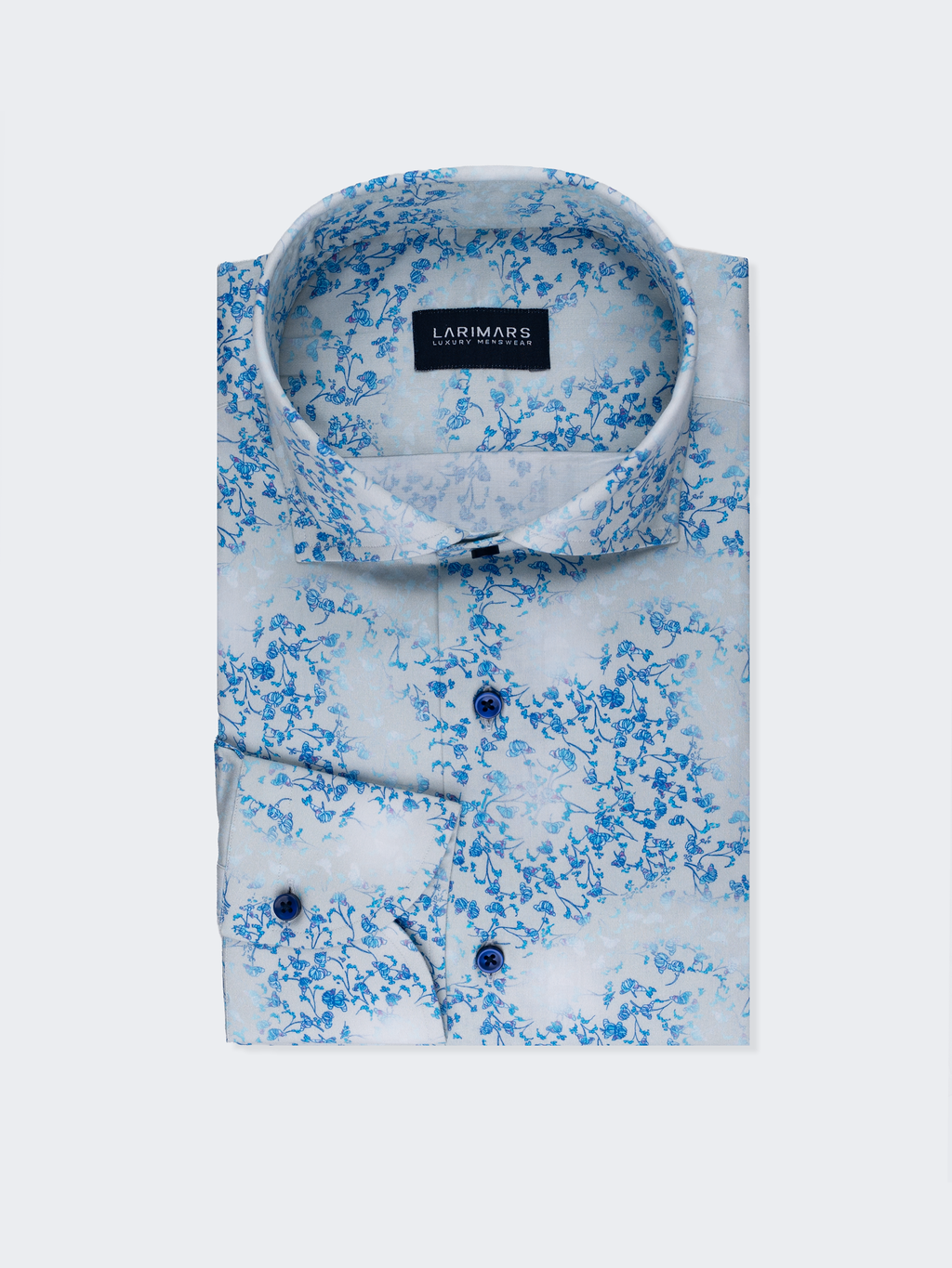 Blue Botanical Print | Cotton Shirt