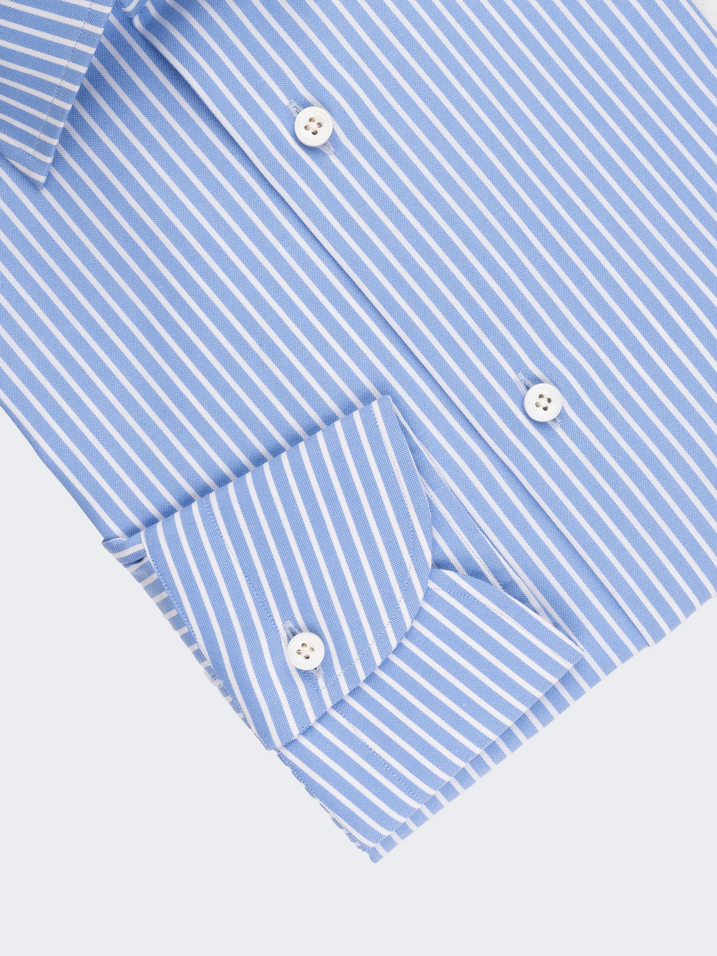 Medium Blue Texture Stripe | Easy Iron