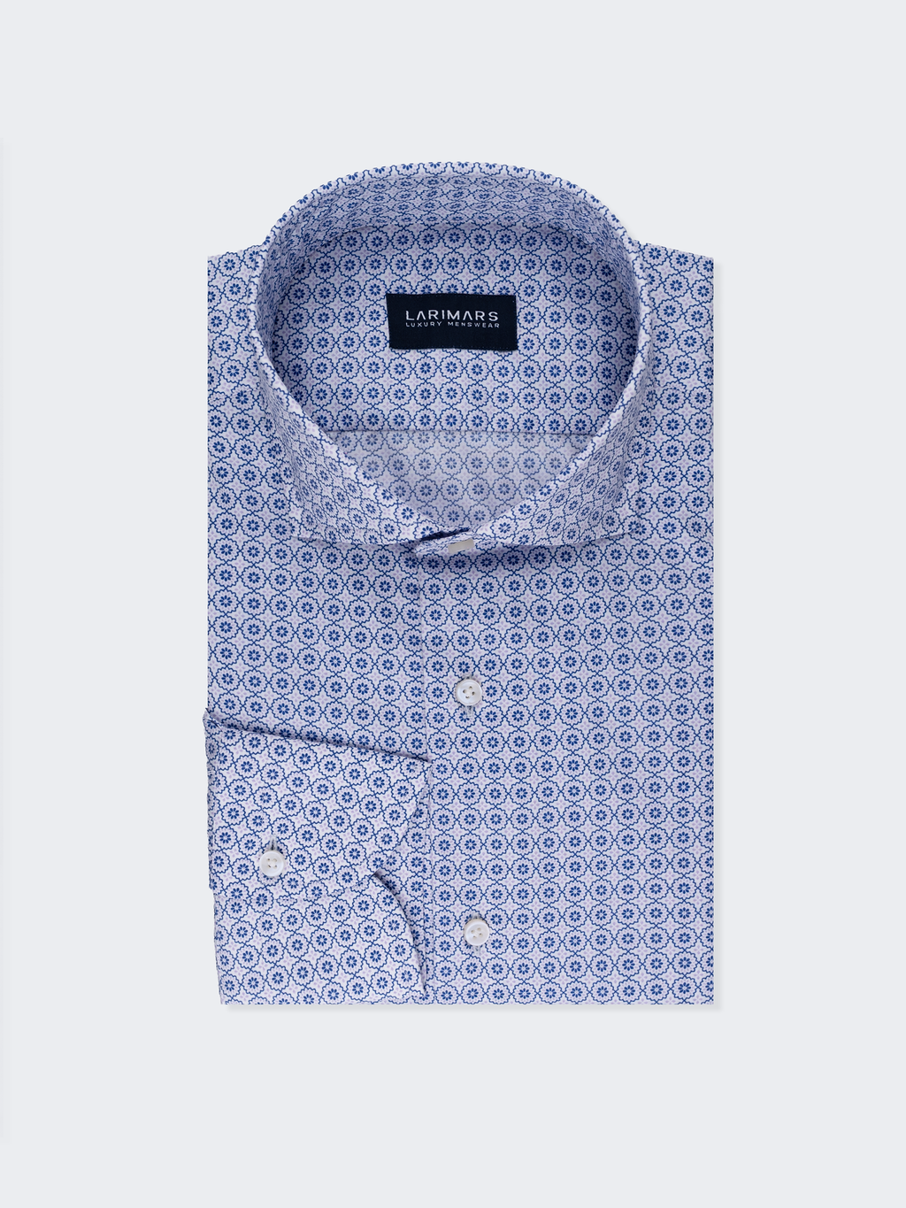 Blue Quatrefoil Print | Cotton Shirt