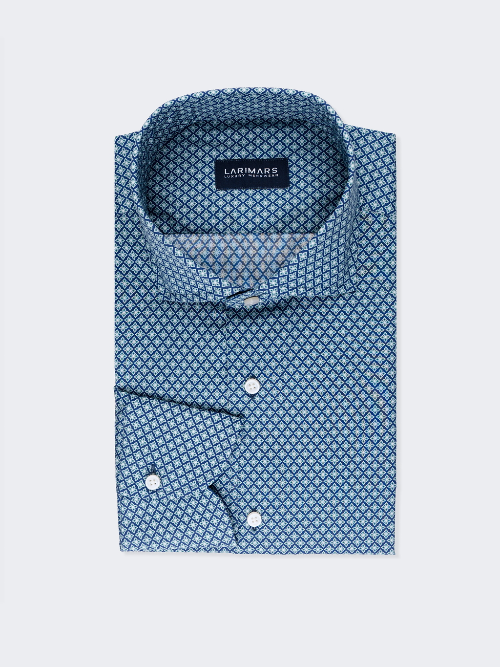 Green & Navy Geometric Motif Print