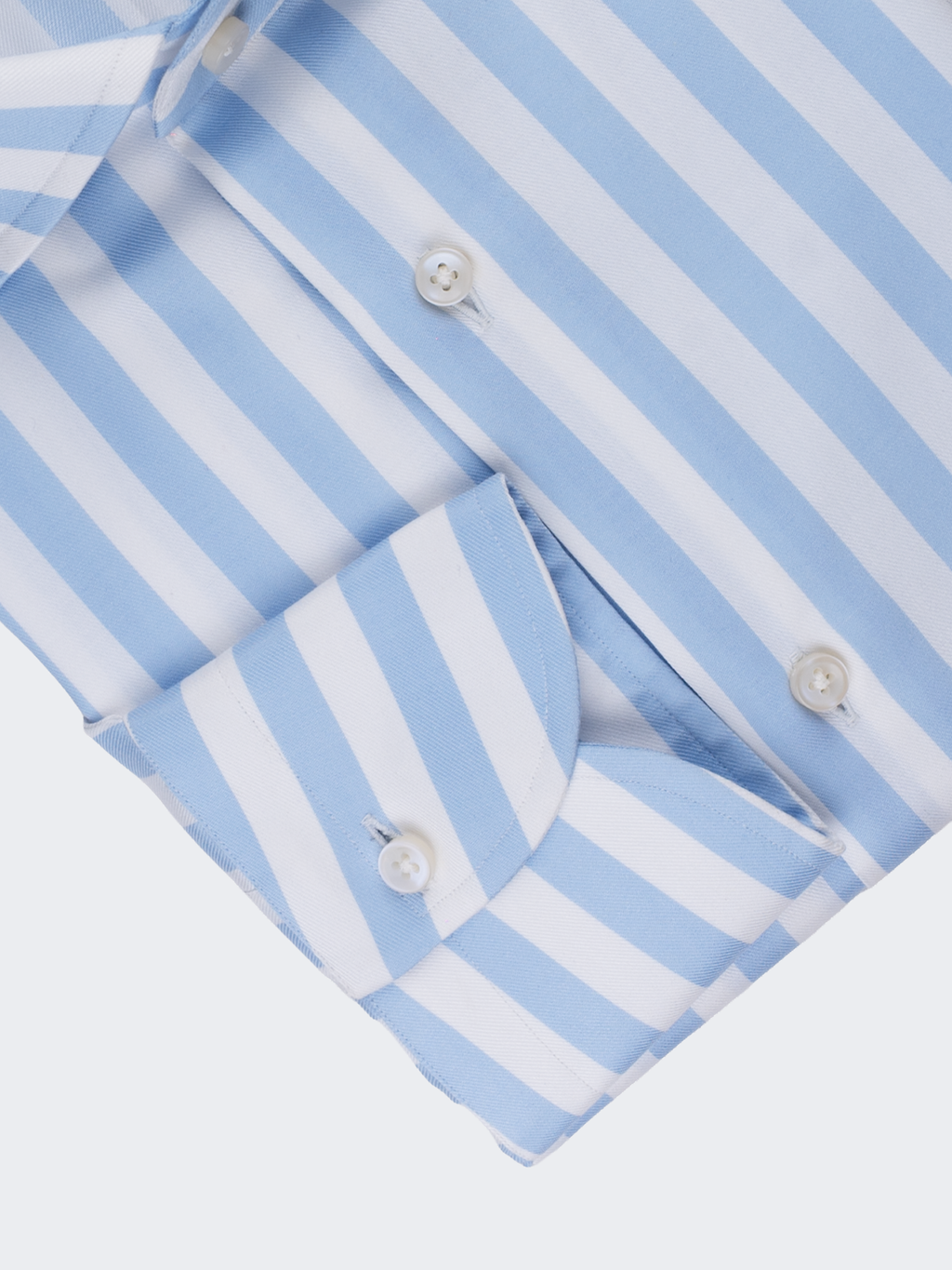 Light Blue Wide Stripe | Cotton Shirt