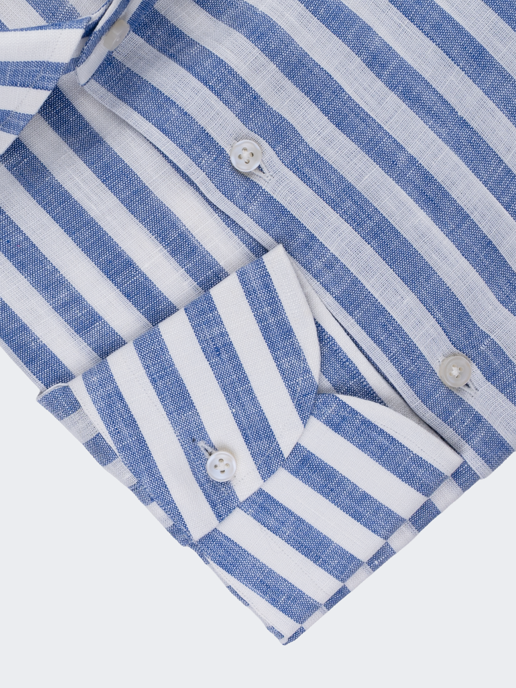 Medium Blue Wide Stripe | Linen Shirt