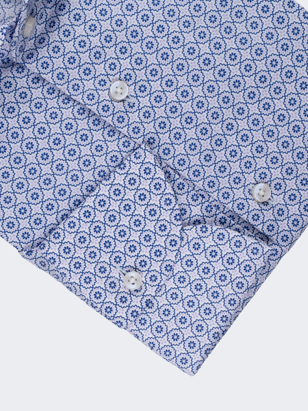 Blue Quatrefoil Print | Cotton Shirt