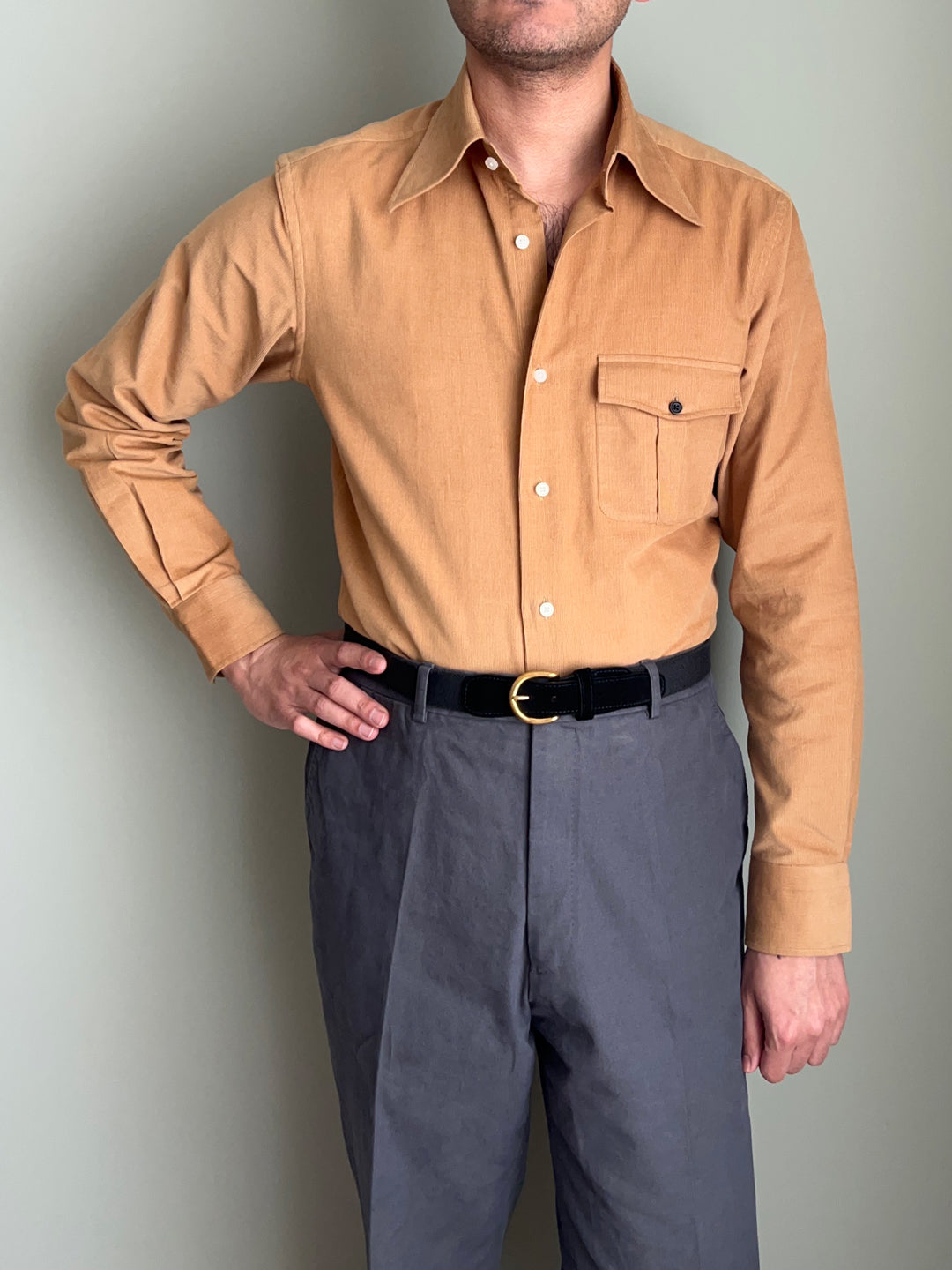 Beige Corduroy | Italian Spread Collar