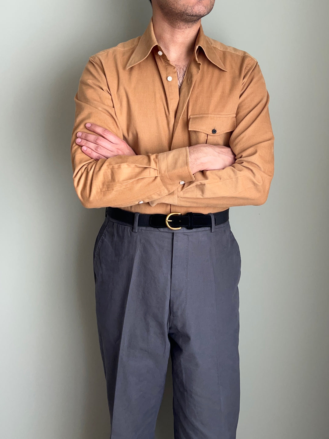 Beige Corduroy | Italian Spread Collar