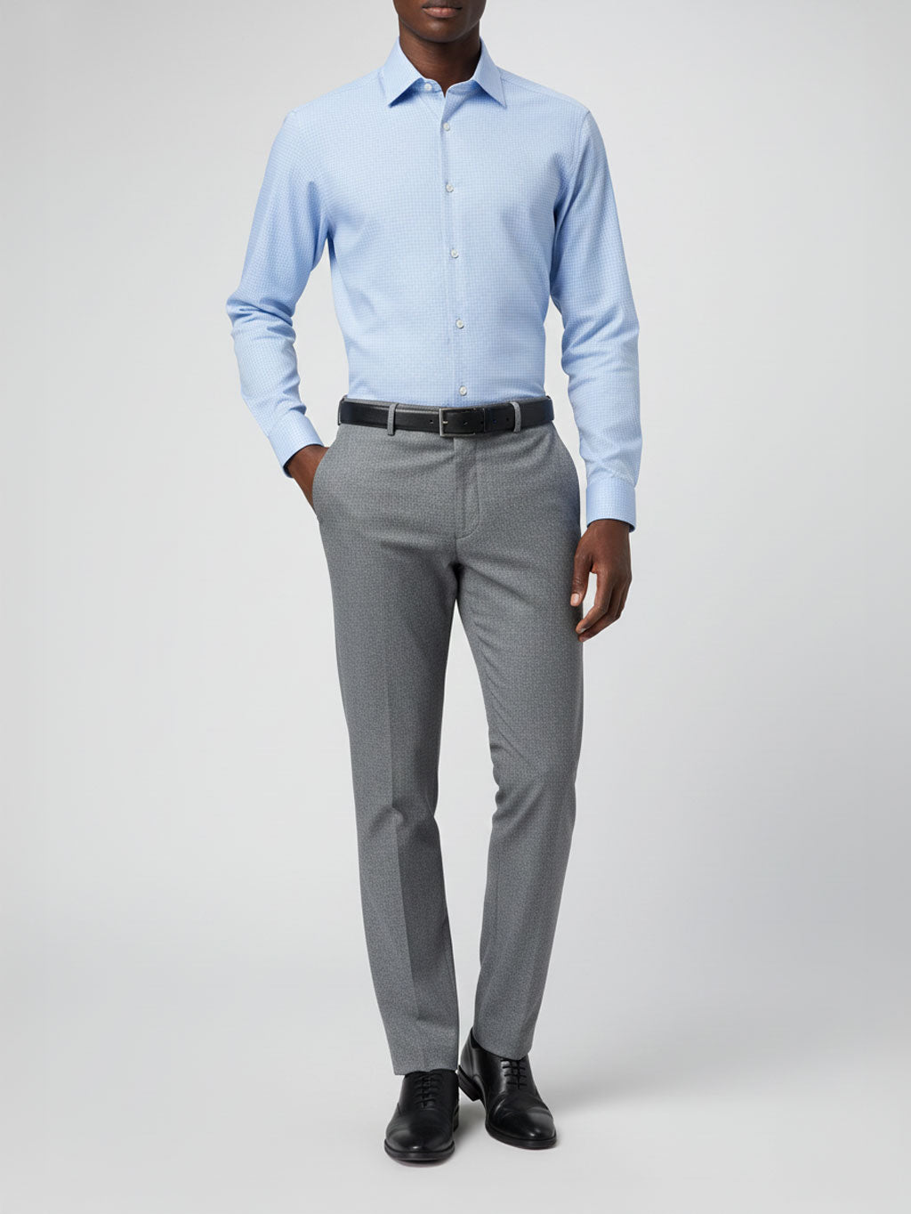 Blue Basket Weave Texture | Cotton Shirt