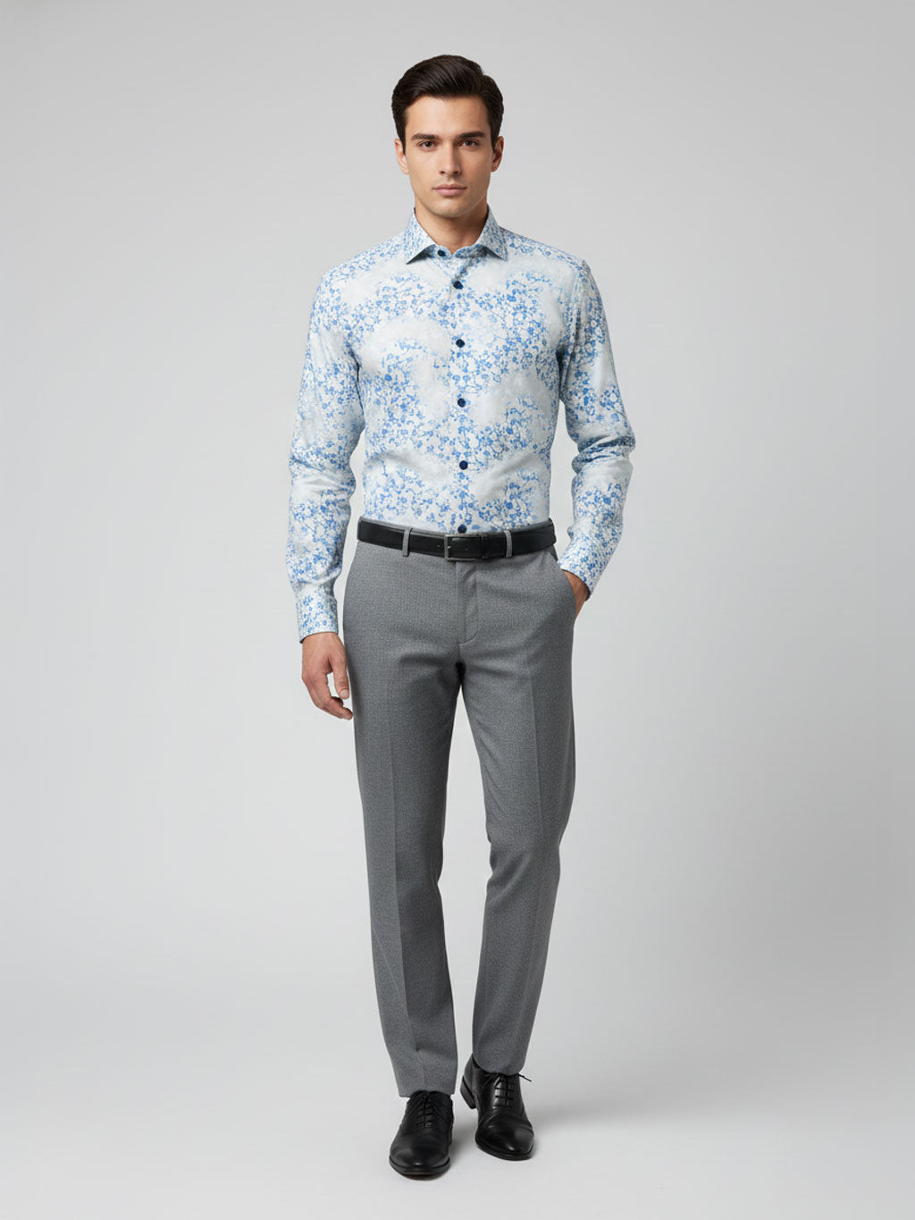 Blue Botanical Print | Cotton Shirt