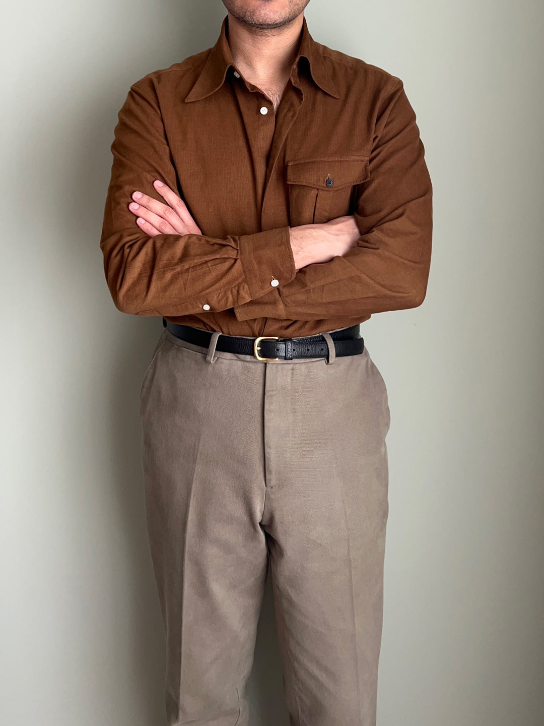 Caramel Corduroy | Italian Spread Collar