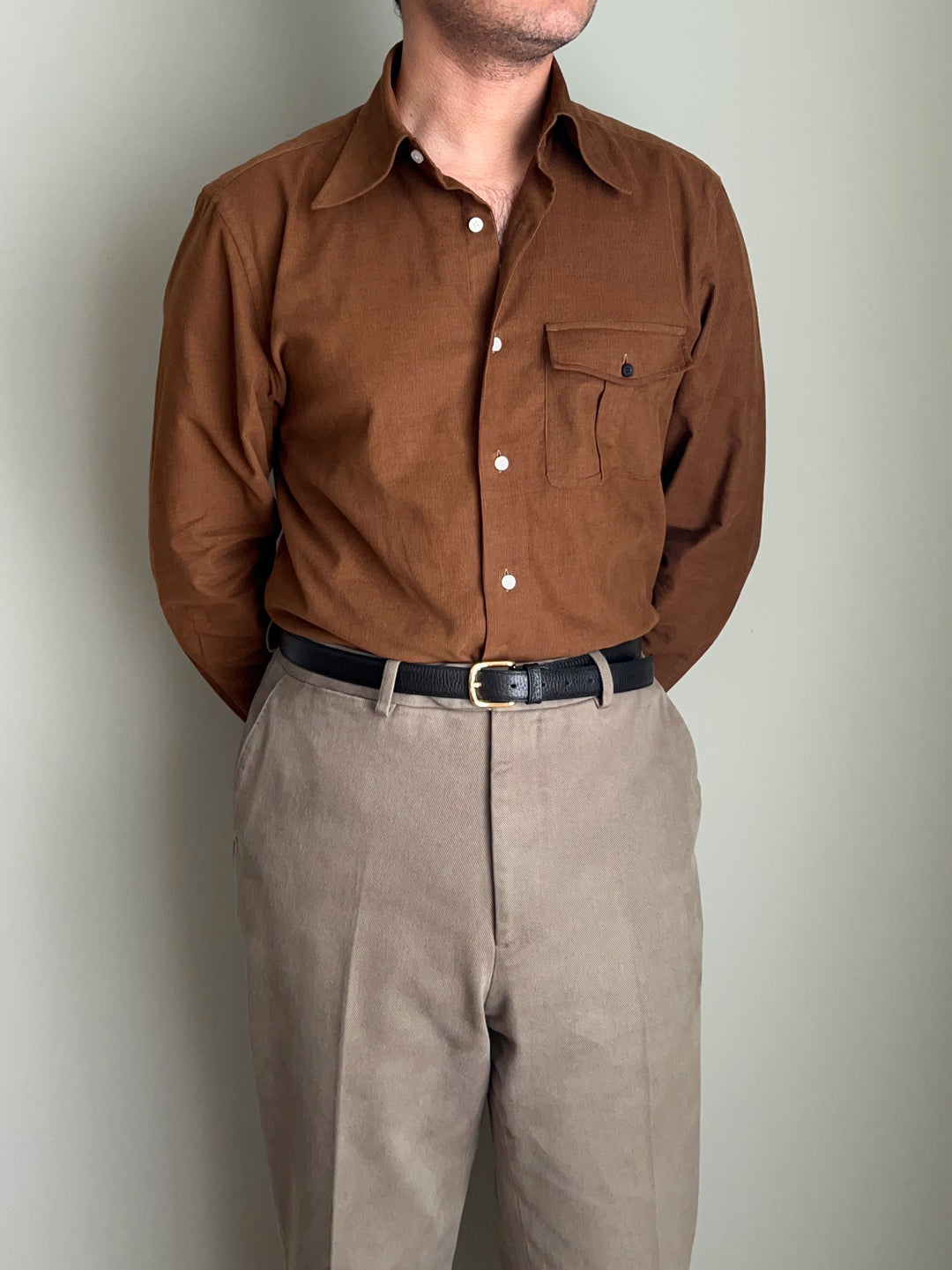 Caramel Corduroy | Italian Spread Collar