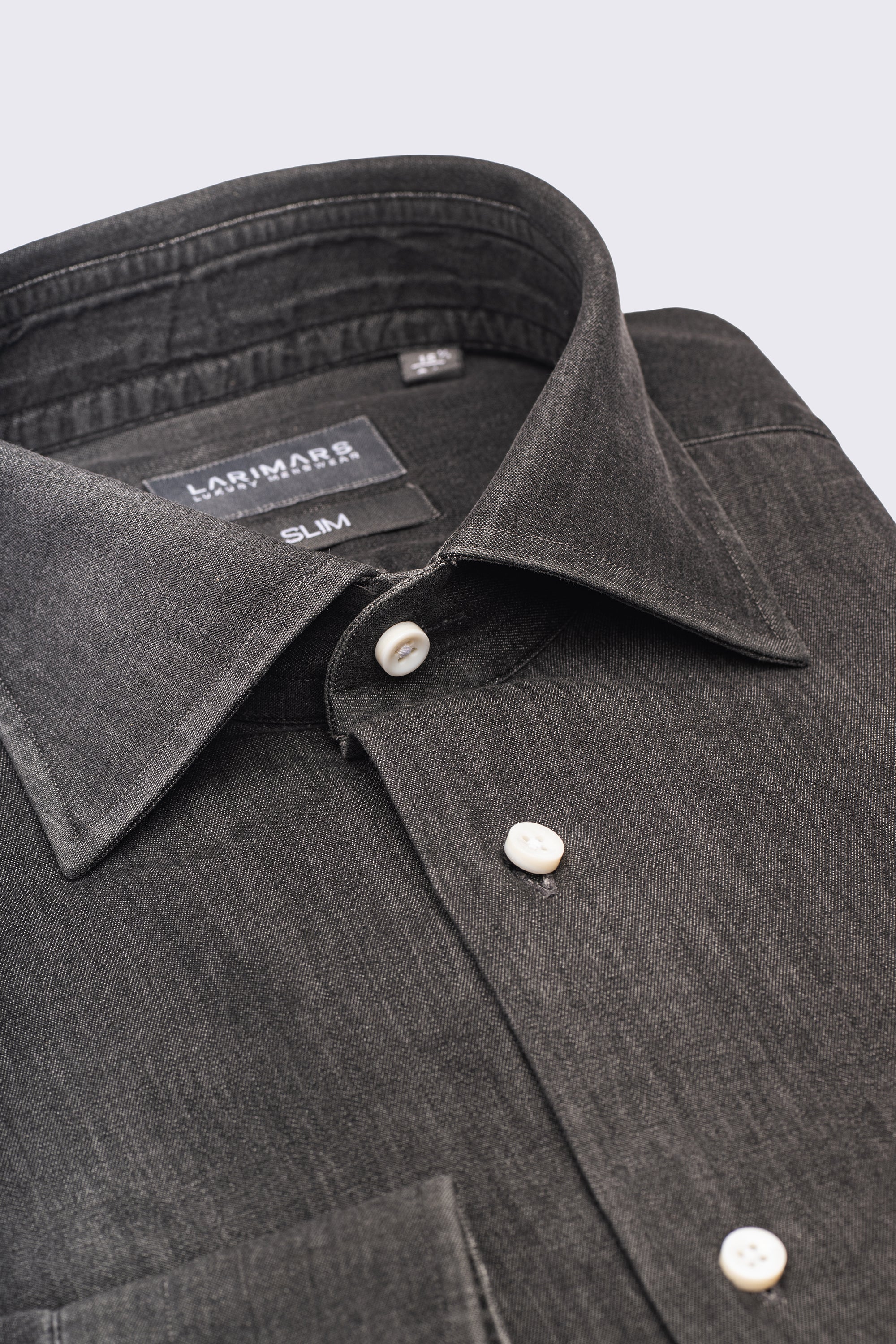 Medium Wash | Black Denim Shirt