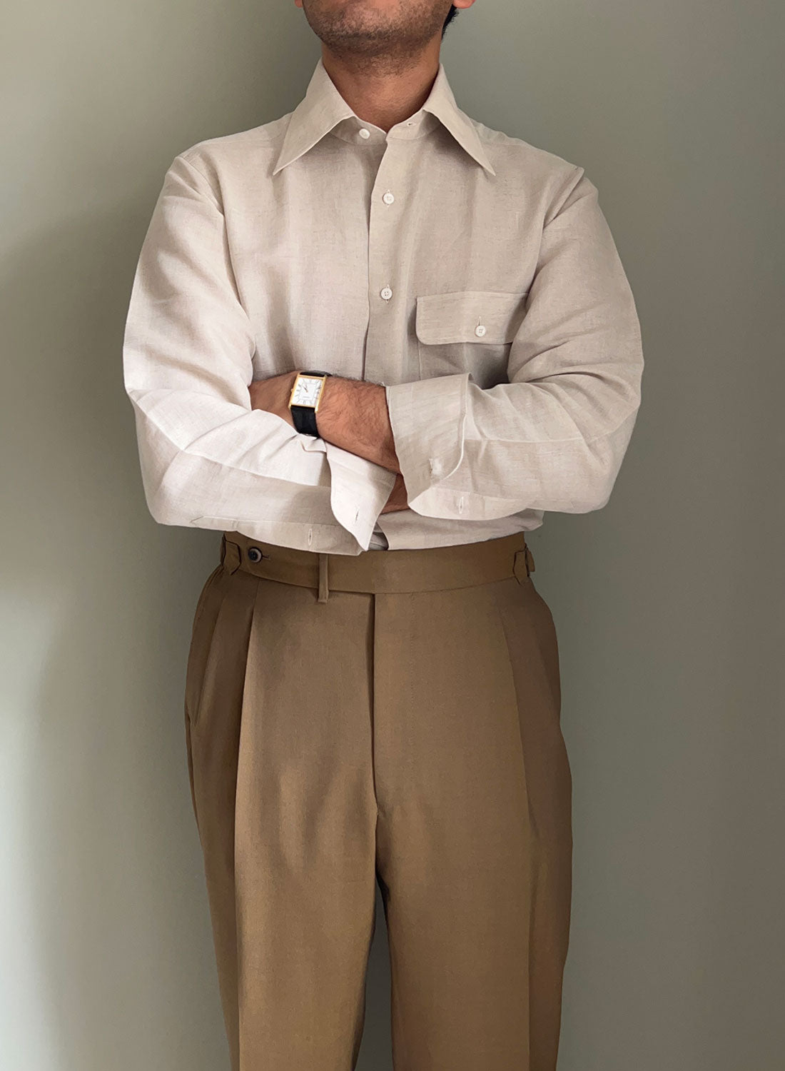 Oatmeal Irish Linen | Italian Collar