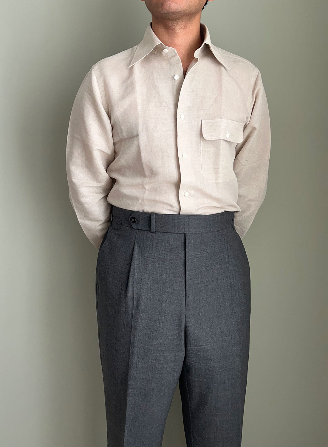 Oatmeal Irish Linen | Italian Collar