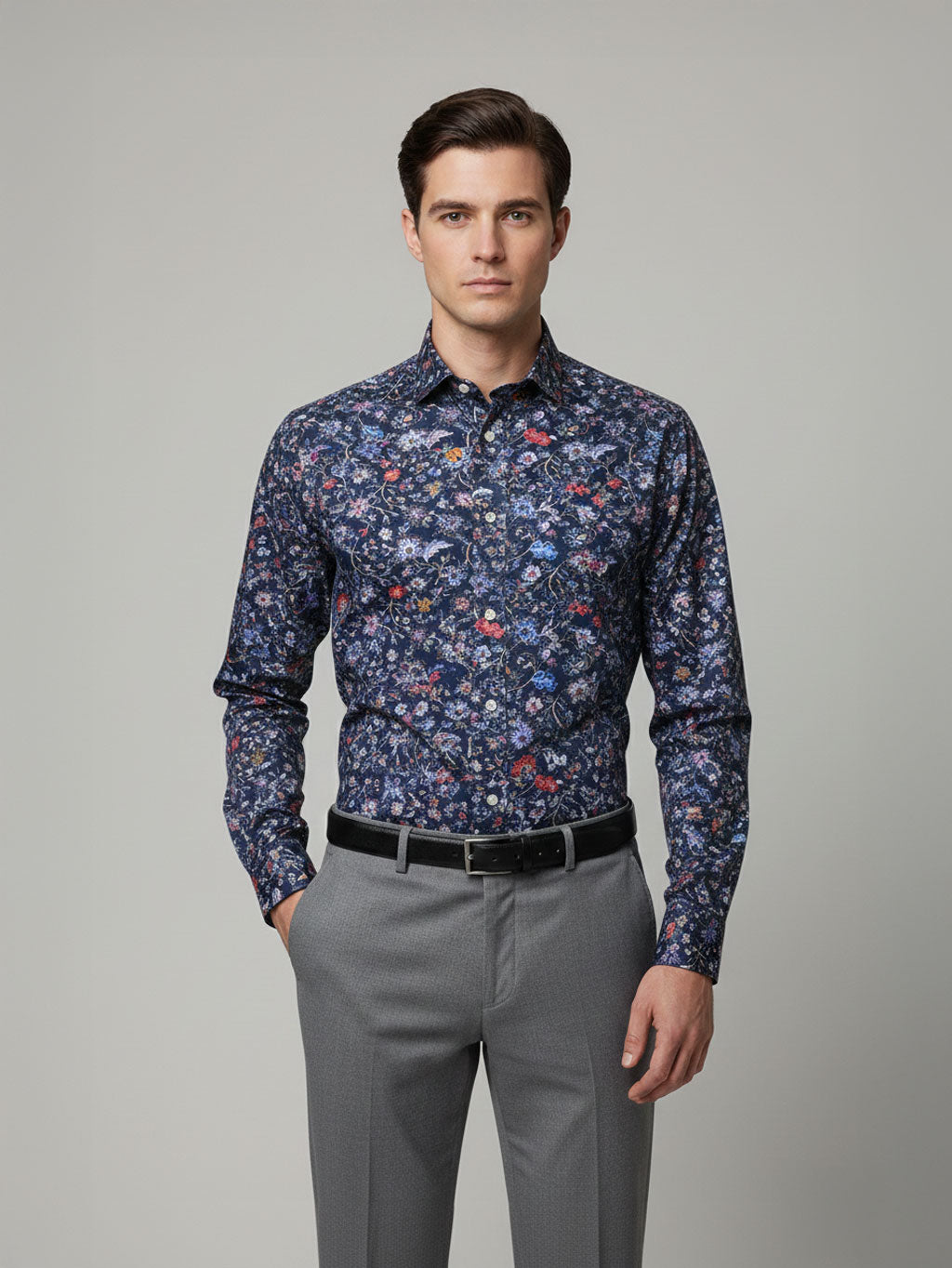 Western Blue Floral Print | Cotton Shirt