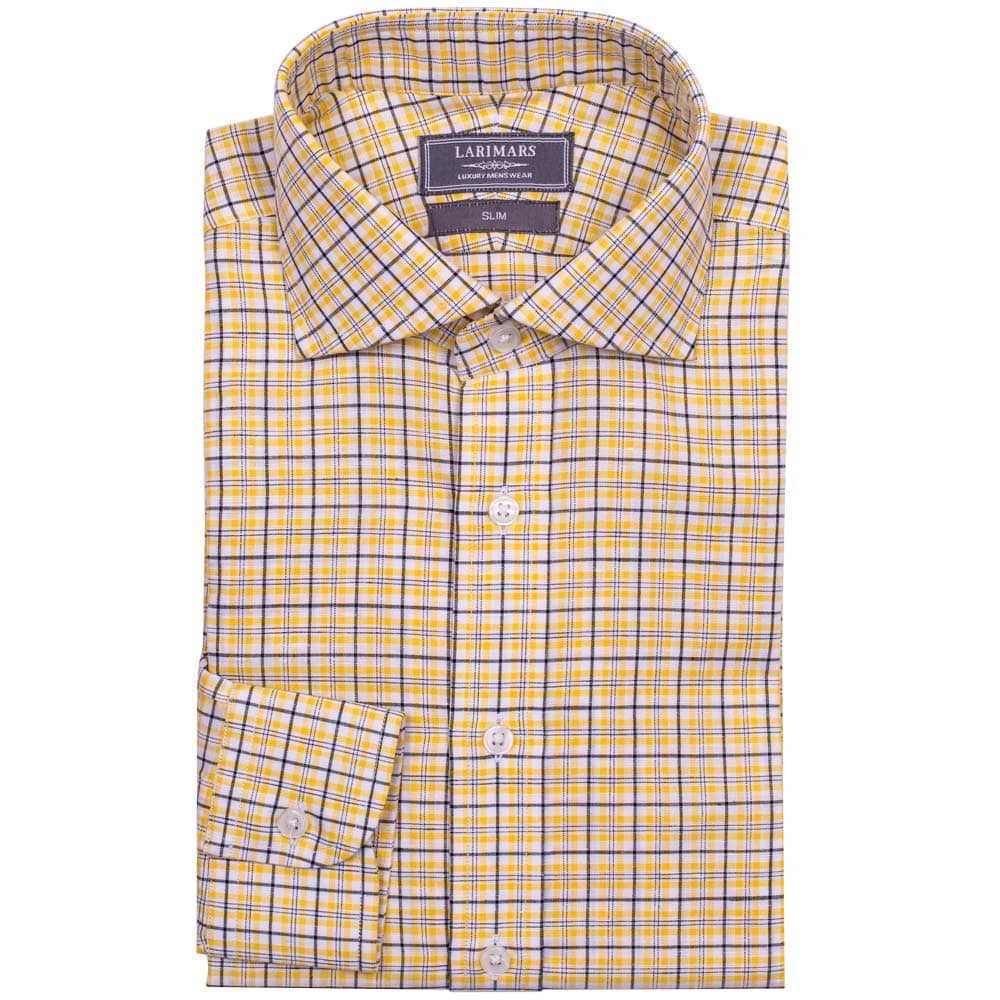 Yellow Cotton Linen Multi Check - Larimars Clothing Men's Formal and casual wear shirts