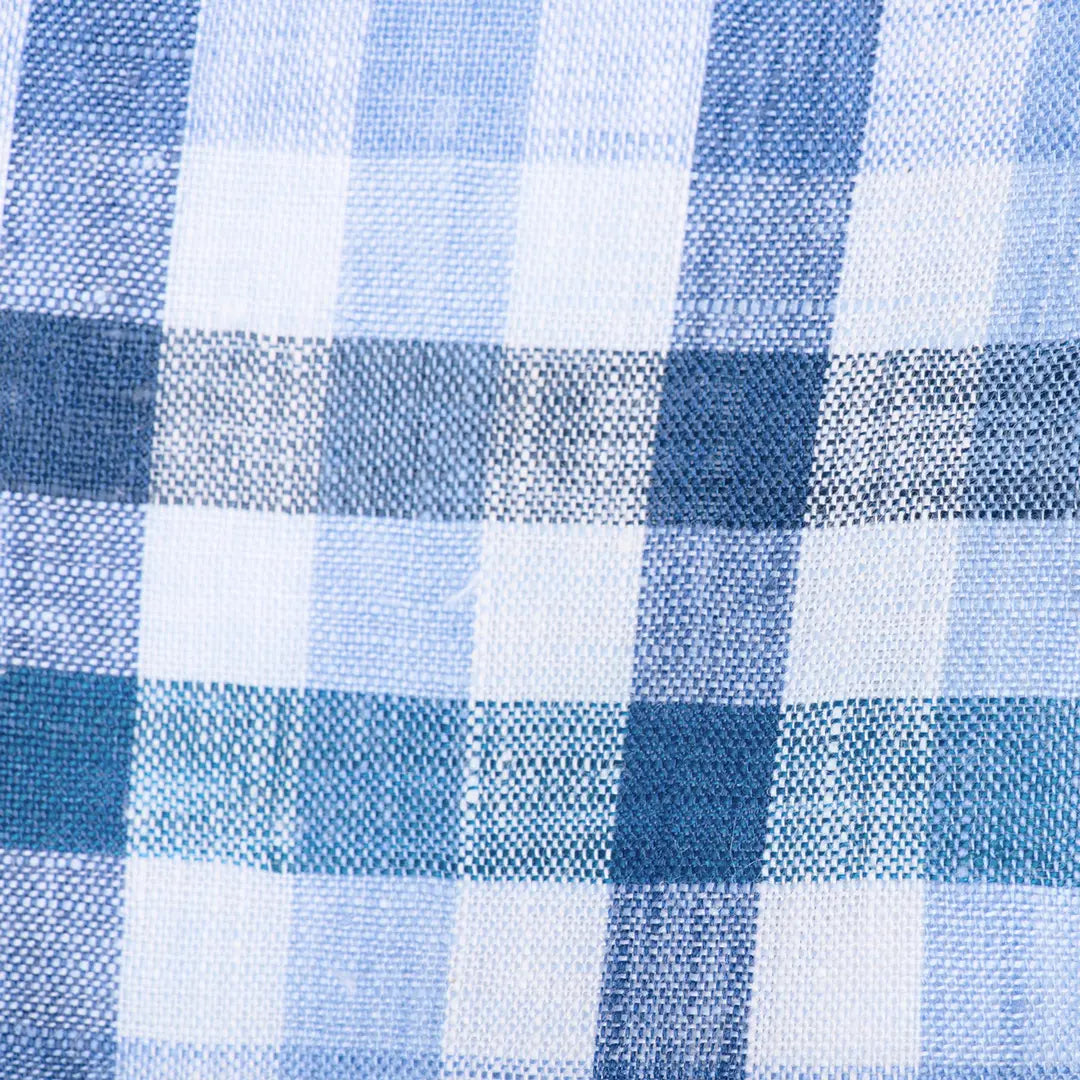 Blue Gingham Linen Check | Burgoyne - Larimars Clothing Men's Formal and casual wear shirts