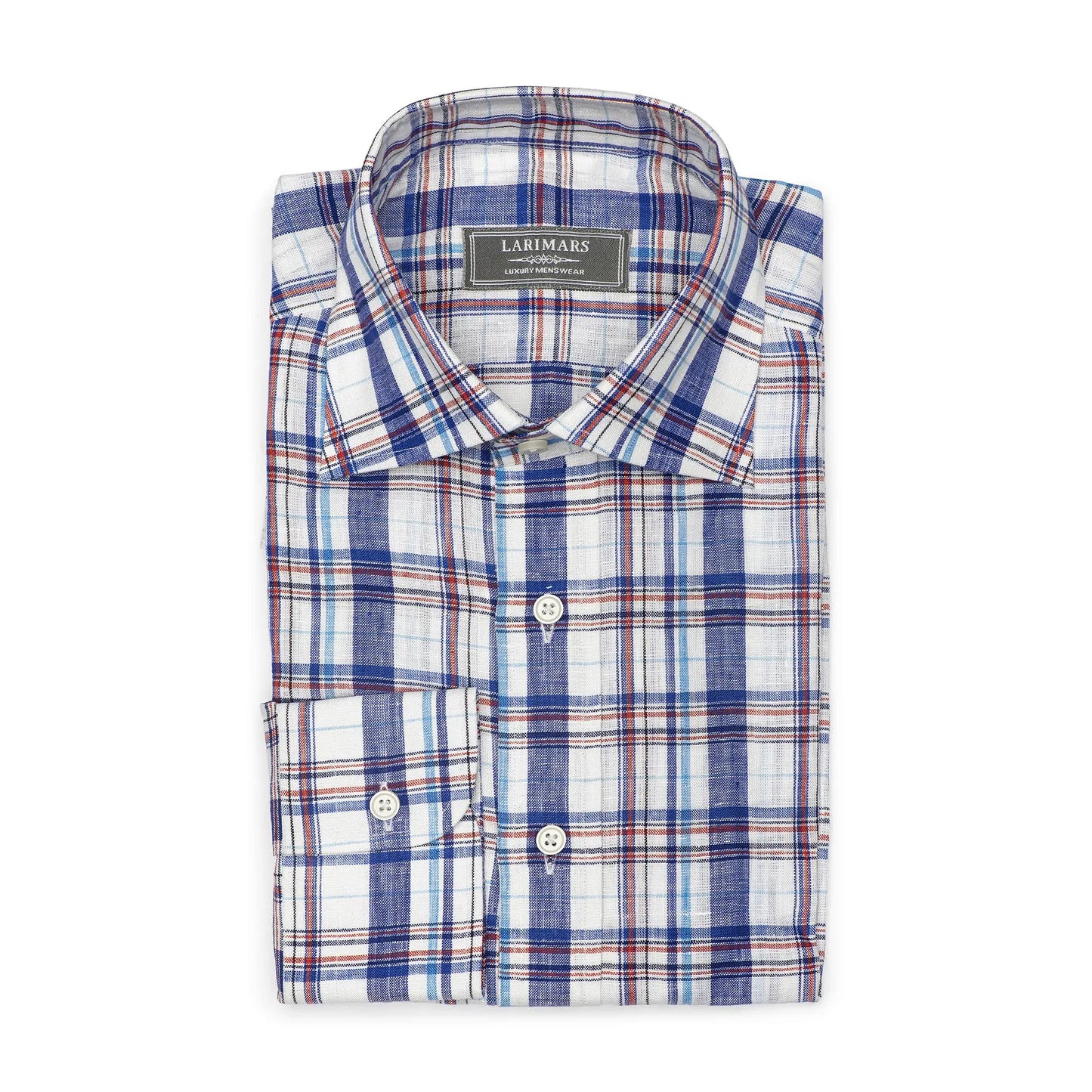 Blue Linen Check | Burgoyne - Larimars Clothing Men's Formal and casual wear shirts