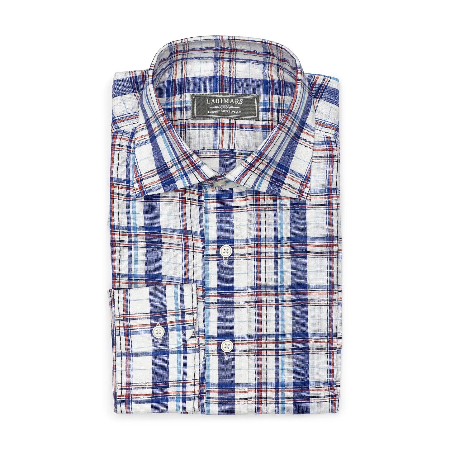 Blue Linen Check | Burgoyne - Larimars Clothing Men's Formal and casual wear shirts