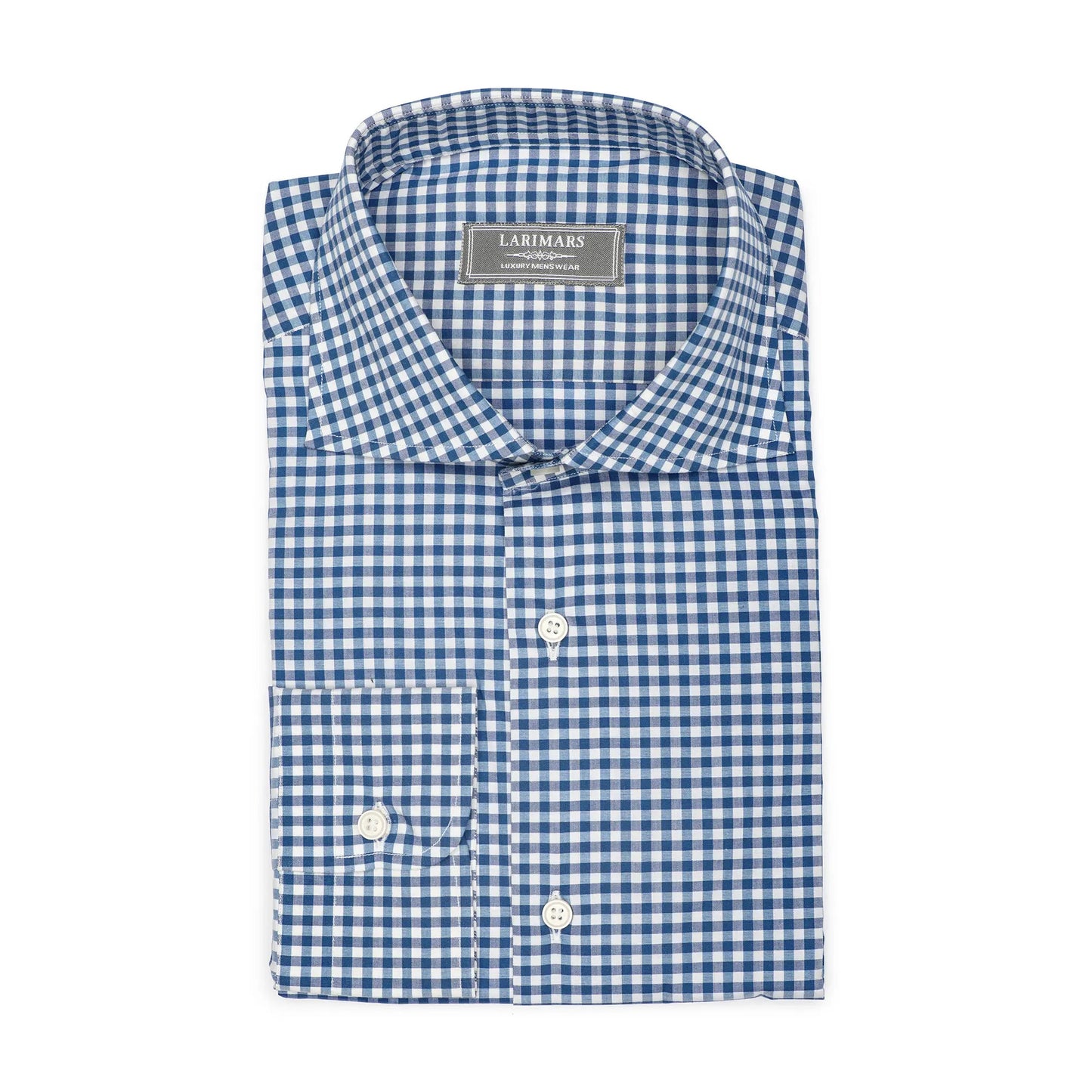 Blue Small Gingham Check - Larimars Clothing Men's Formal and casual wear shirts