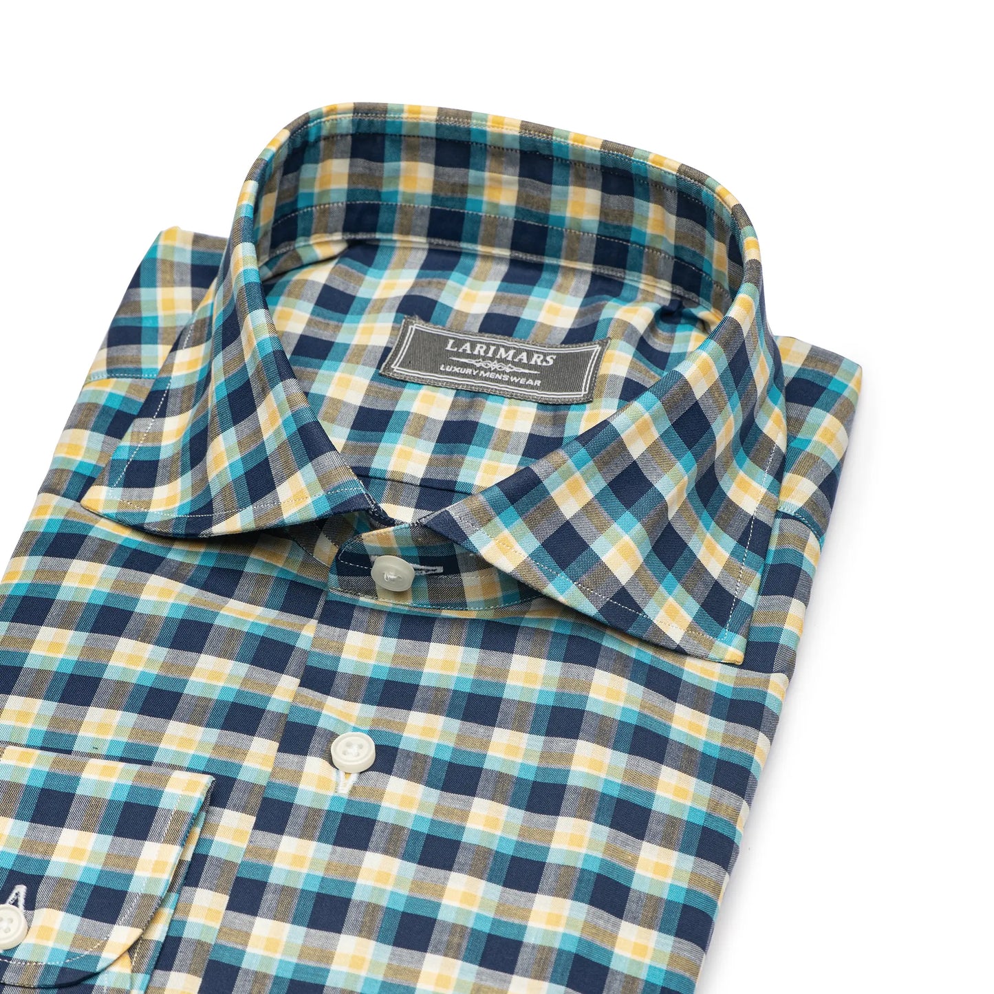 Blue & Yellow Multi Check - Larimars Clothing Men's Formal and casual wear shirts