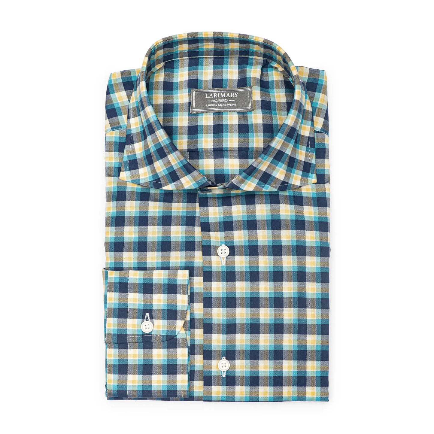 Blue & Yellow Multi Check - Larimars Clothing Men's Formal and casual wear shirts