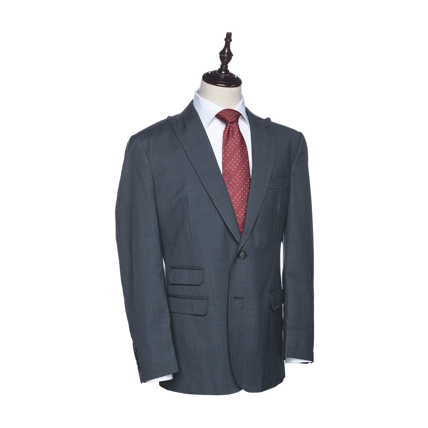 Dark Blue Windowpane Suits Jacket with Tie