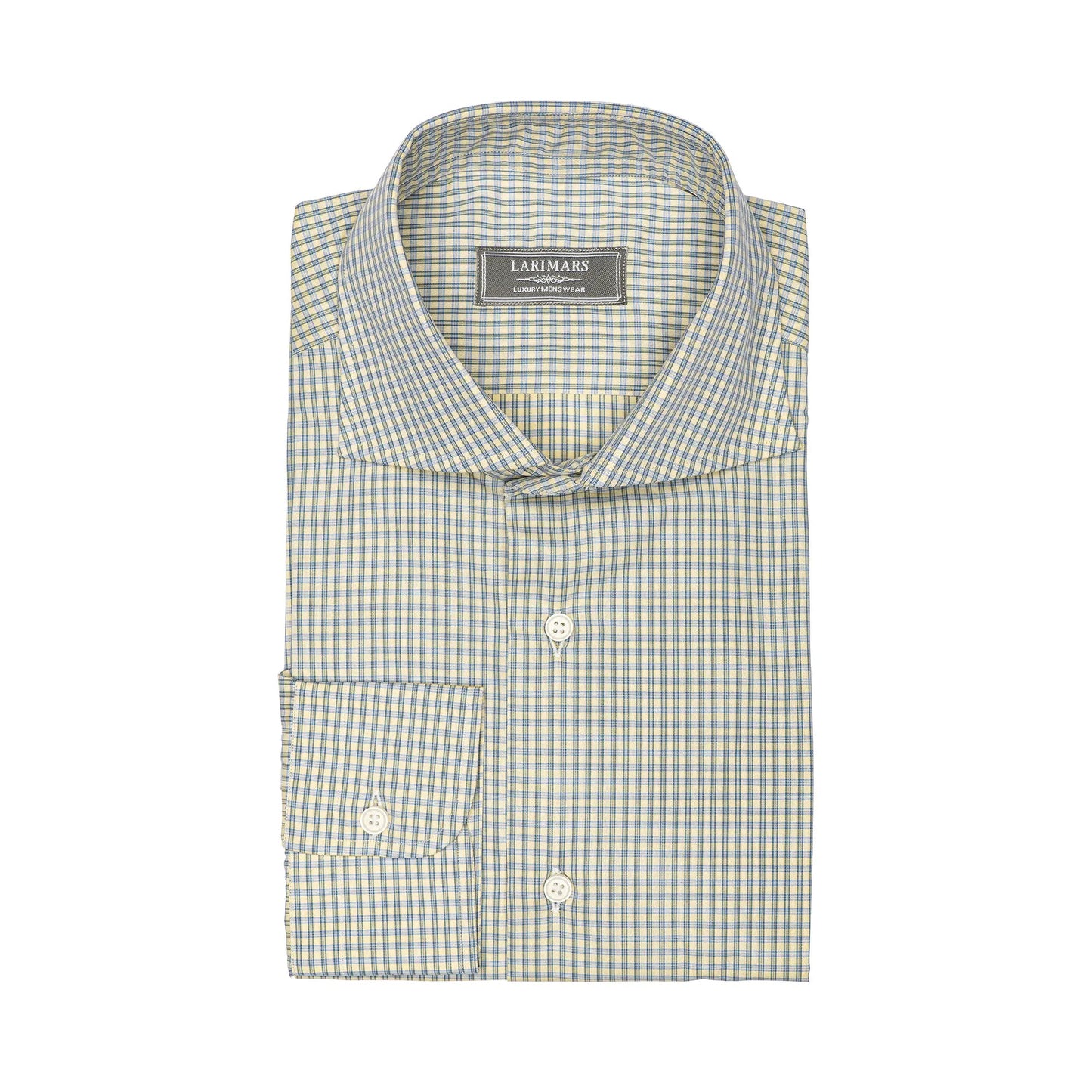 Yellow & Blue Small Check - Larimars Clothing Men's Formal and casual wear shirts
