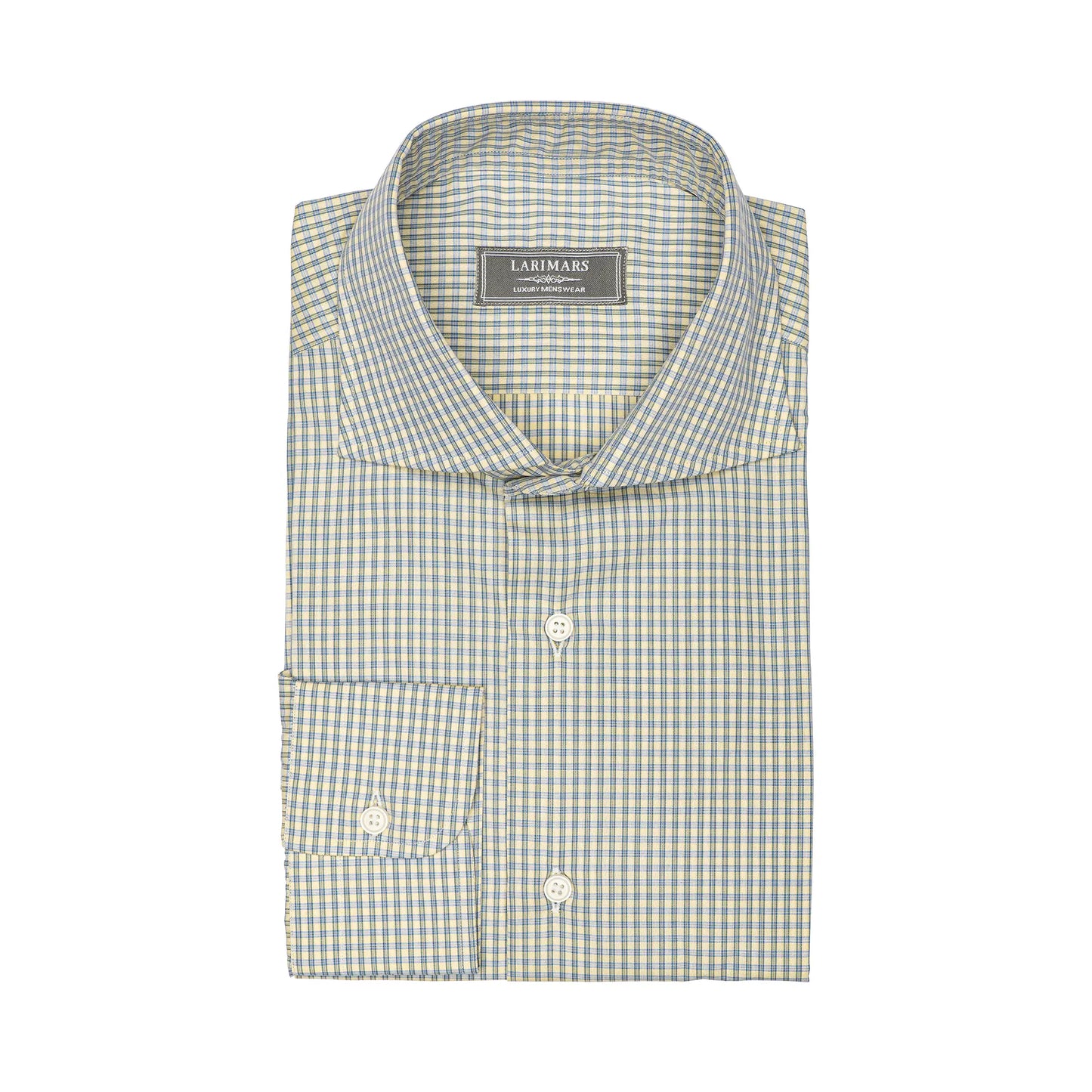 Yellow & Blue Small Check - Larimars Clothing Men's Formal and casual wear shirts