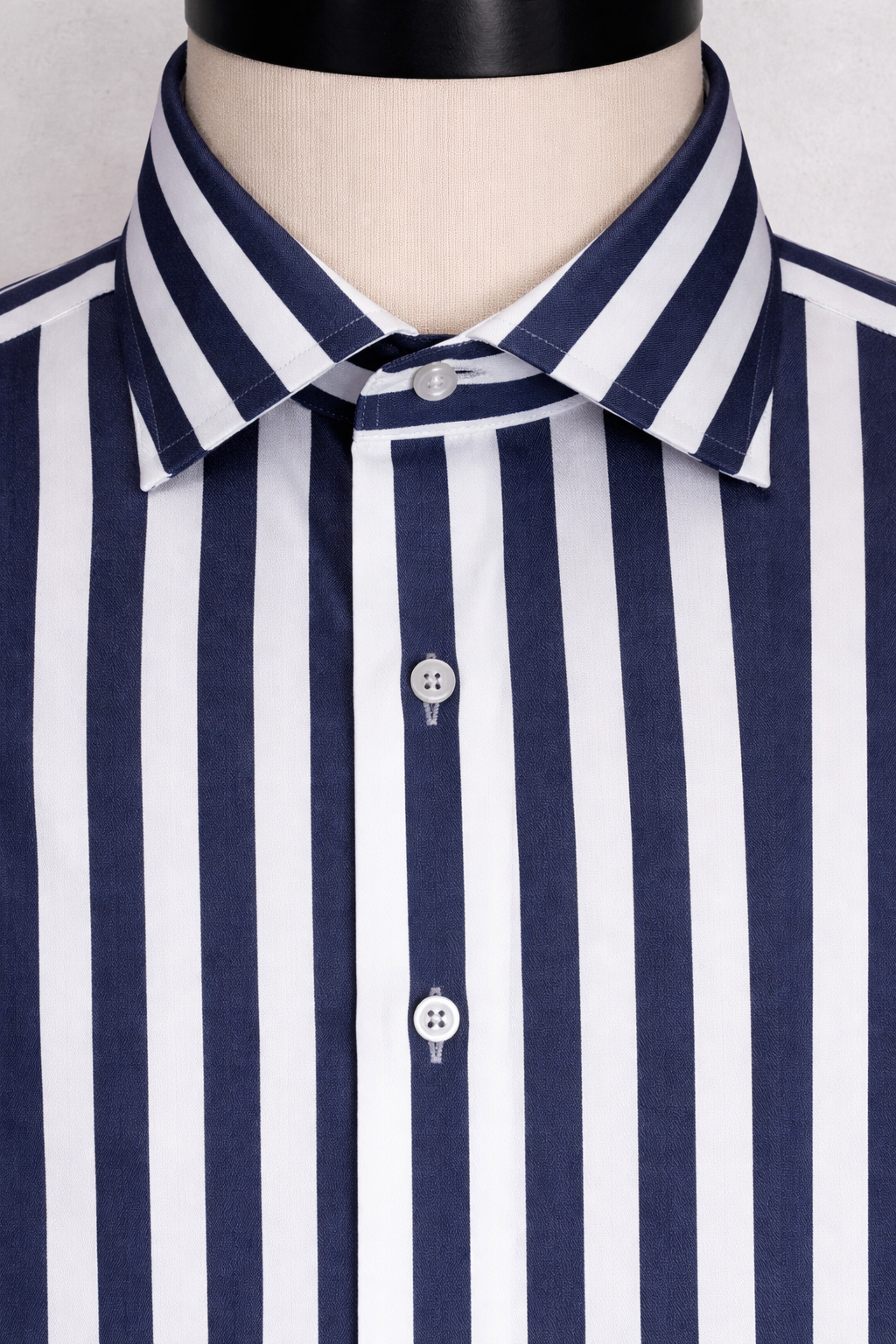 Navy Blue Wide Stripe | Cotton Shirt