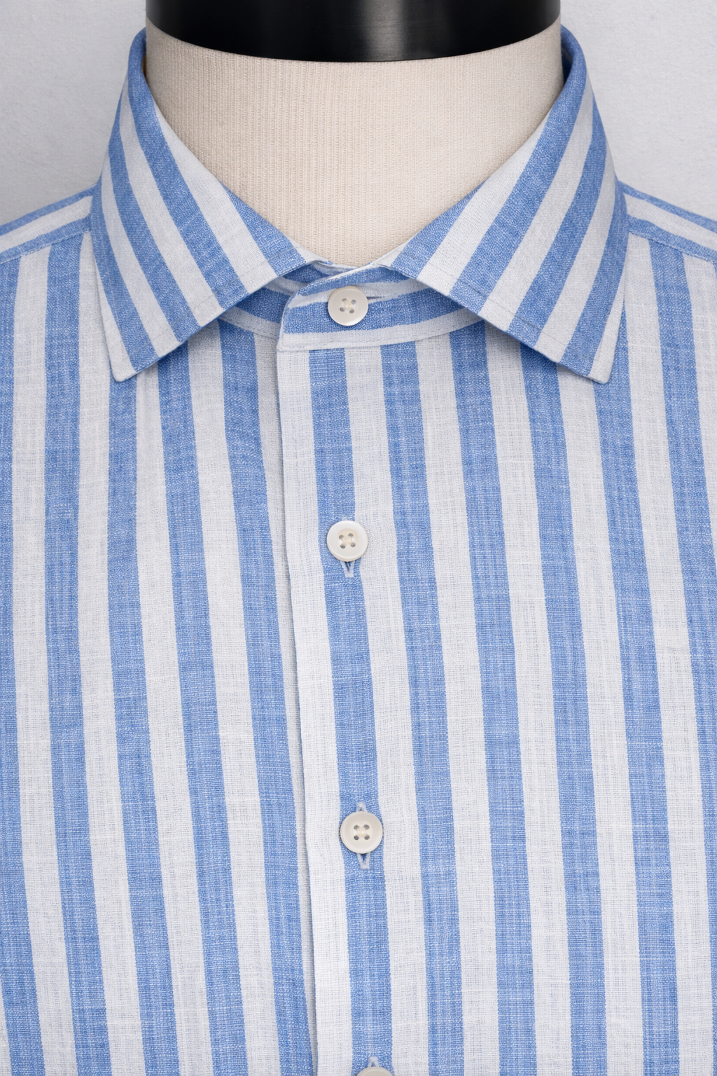 Medium Blue Wide Stripe | Linen Shirt