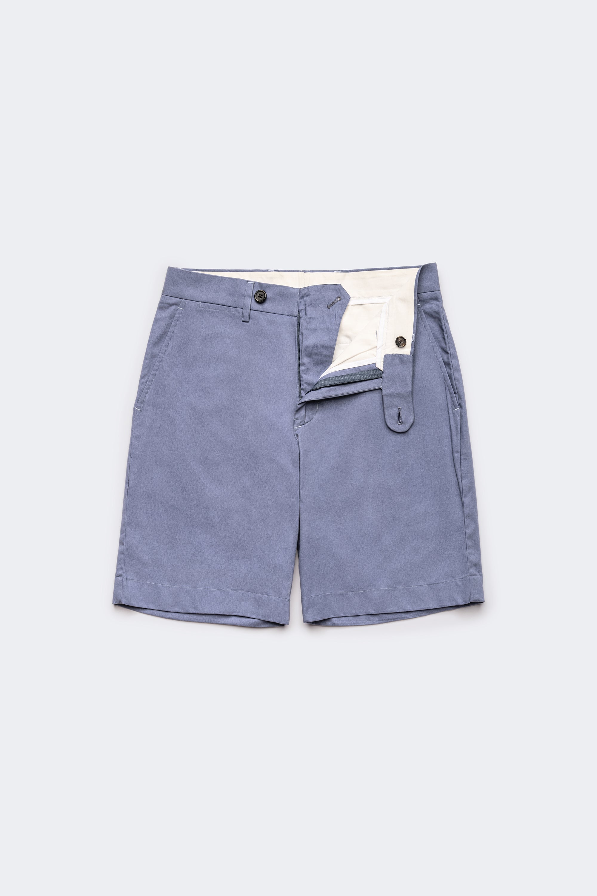 Slate Blue Cotton Short | Belt Loops
