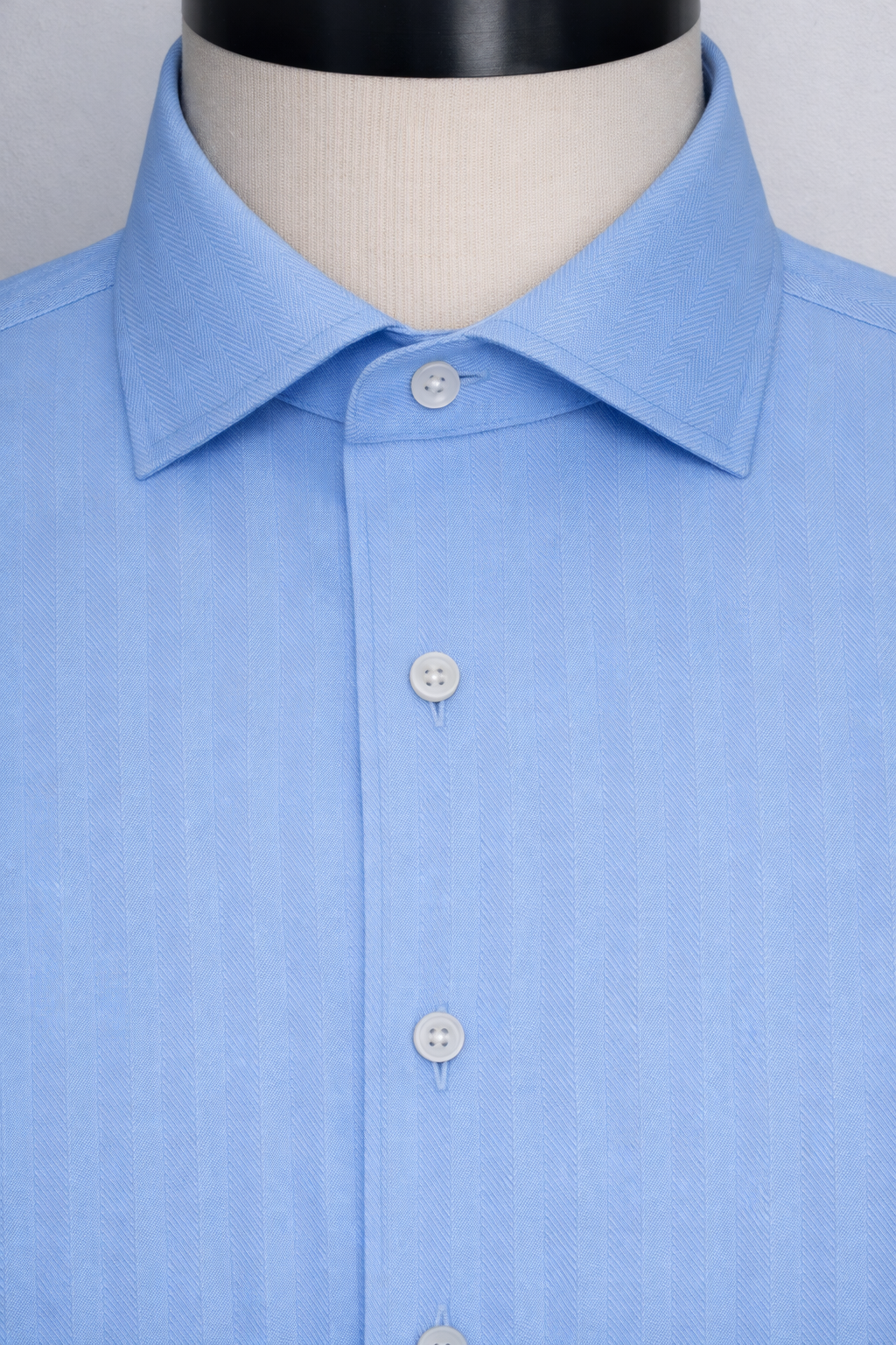 Medium Blue Herringbone | Cotton Shirt