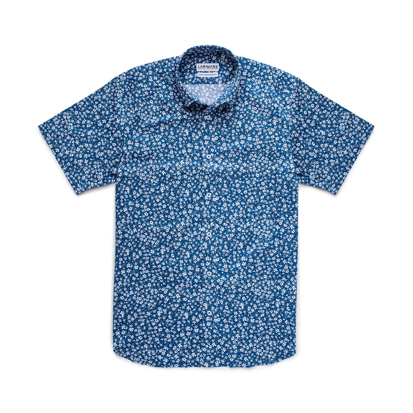 Blue shirt with white Floral Print