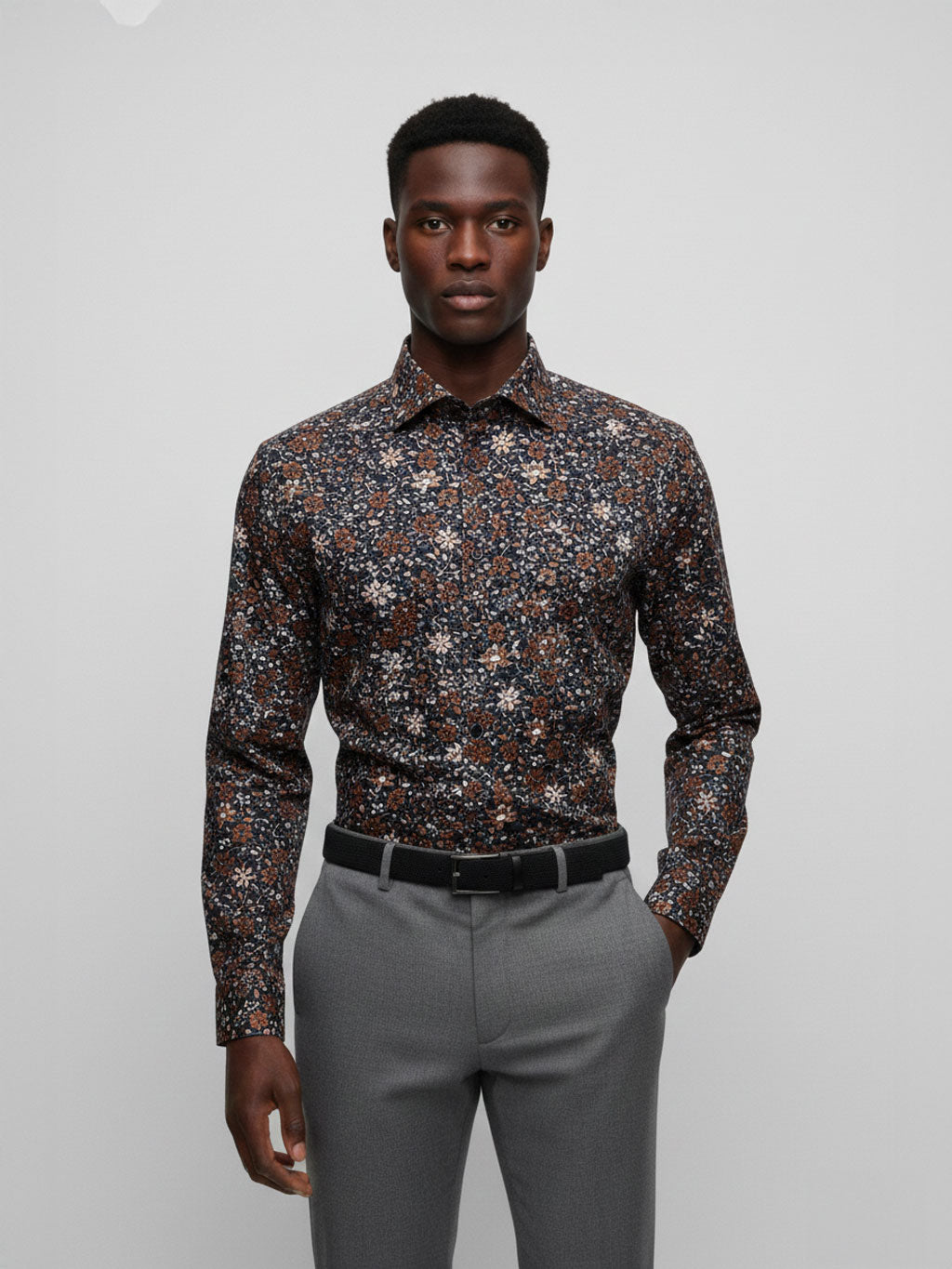 Brown Ditsy Print | Cotton Shirt