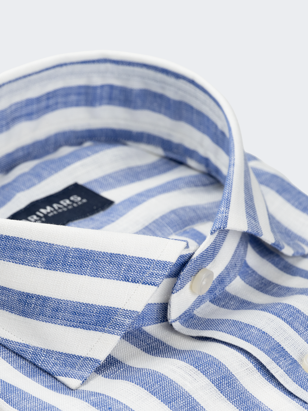 Medium Blue Wide Stripe | Linen Shirt