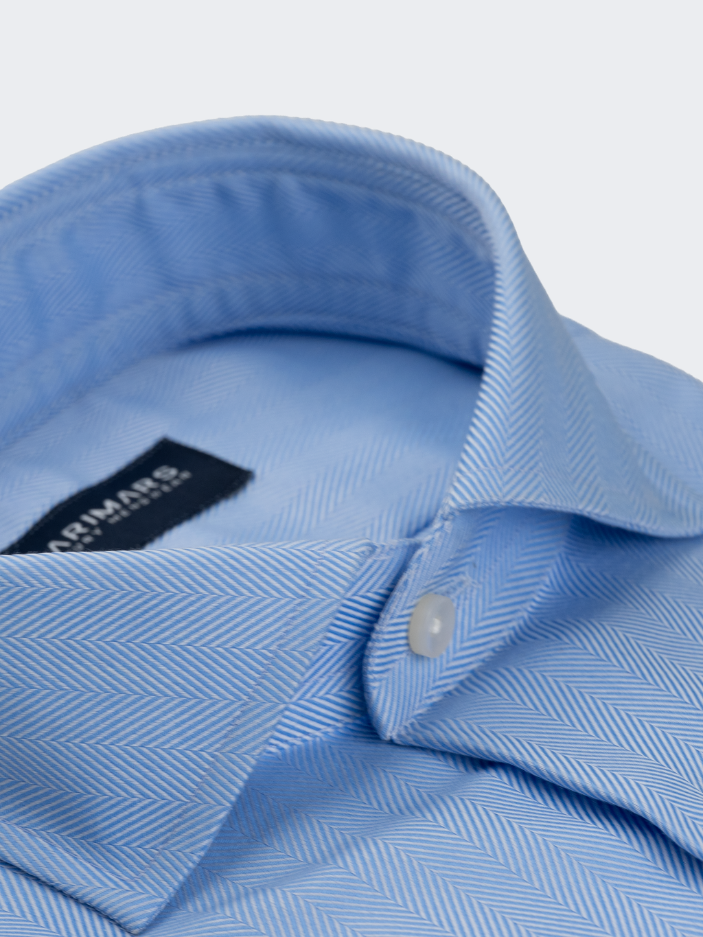 Medium Blue Herringbone | Cotton Shirt