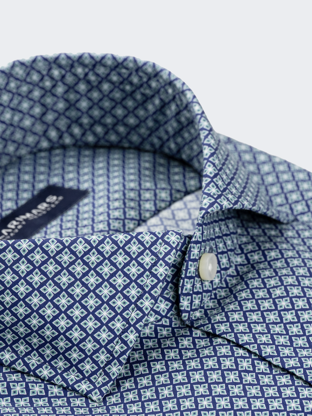 Green & Navy Geometric Motif Print