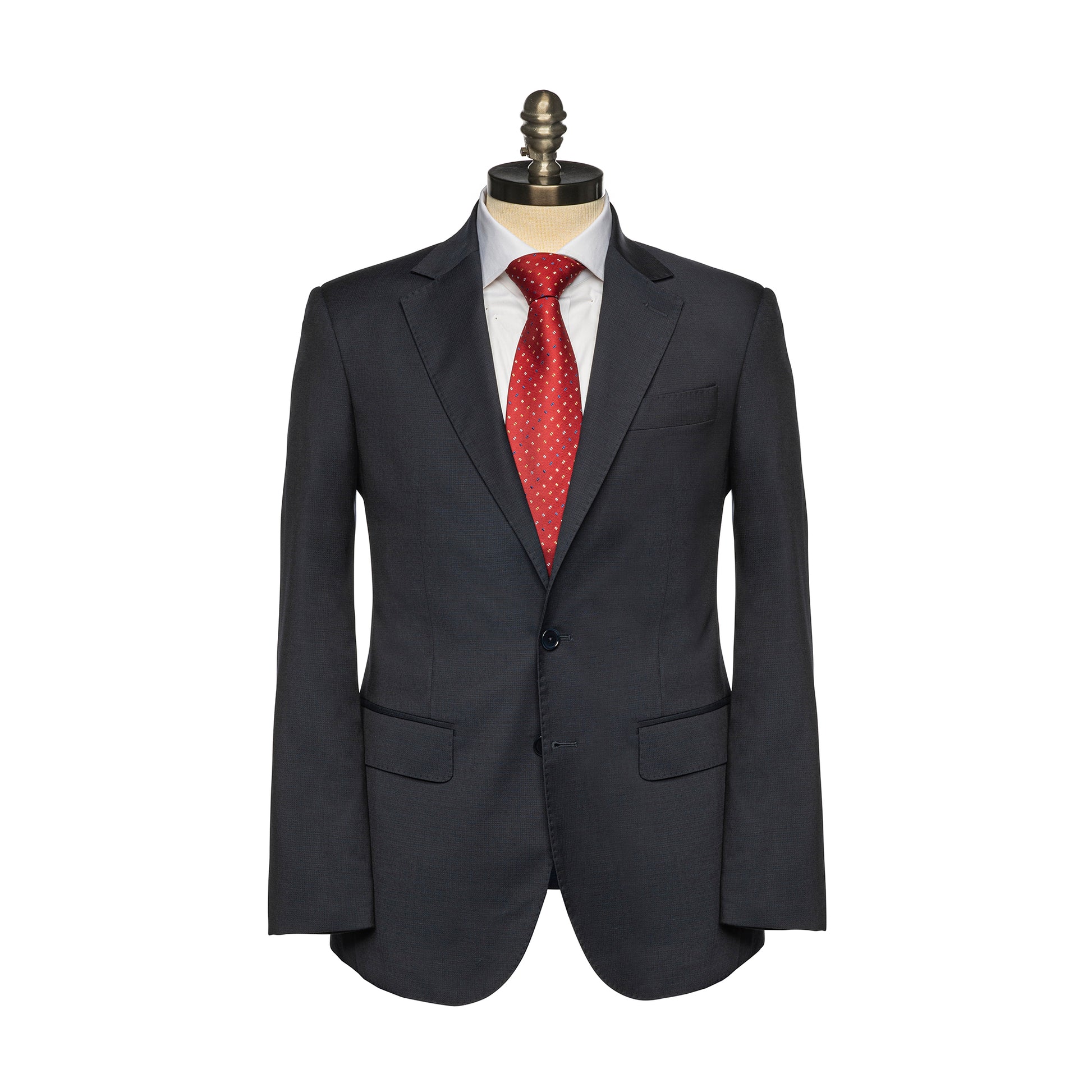 Front of Dark Navy Shark Skin Suit