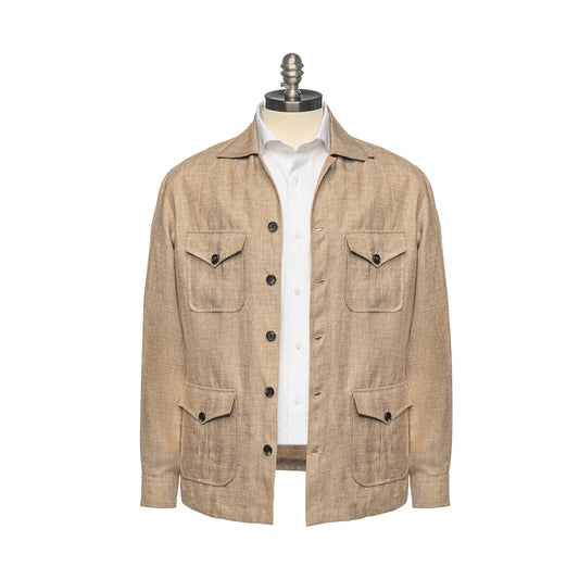 Front side of Wheatish Linen Field Jacket
