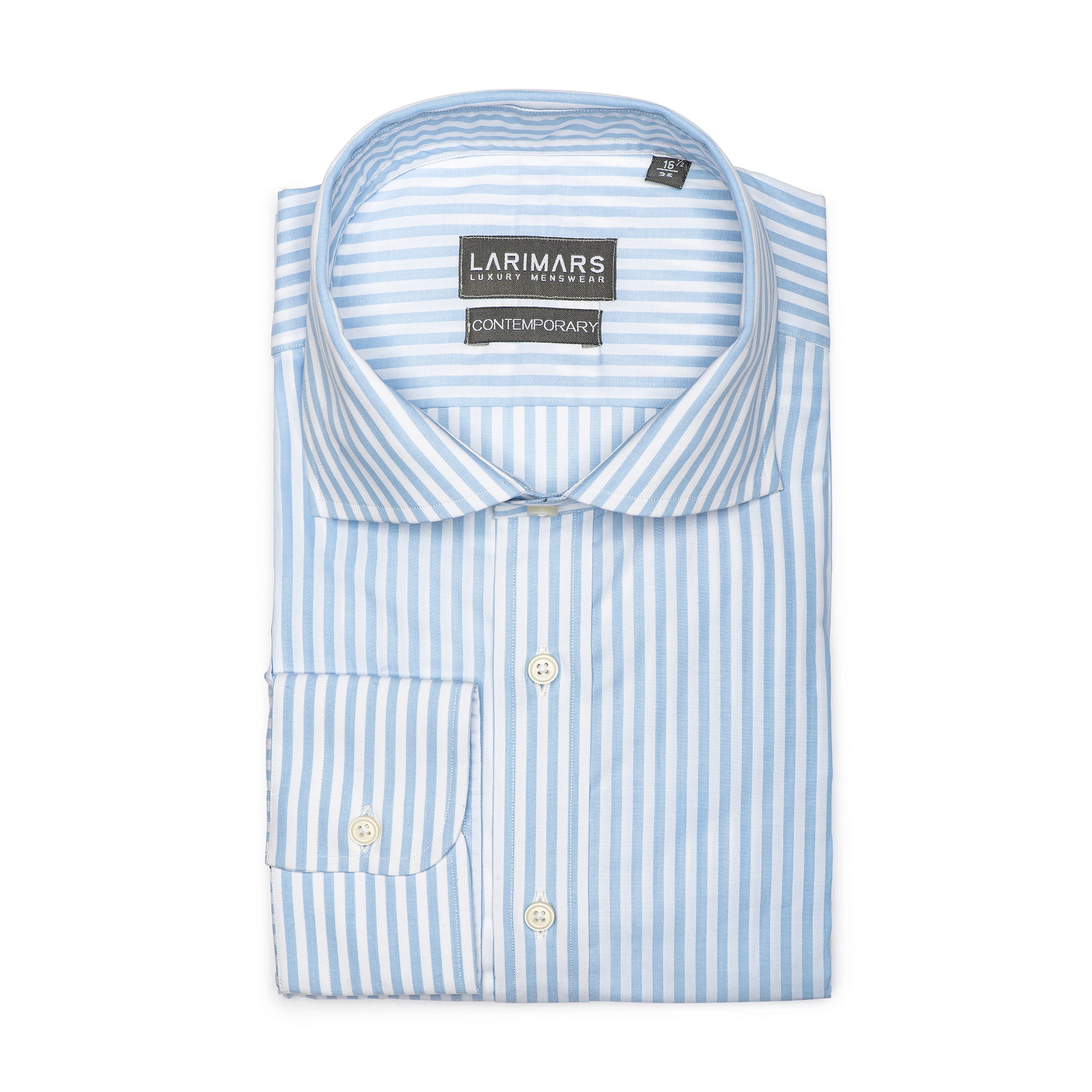Light Blue Stripe Cotton Shirt for Men